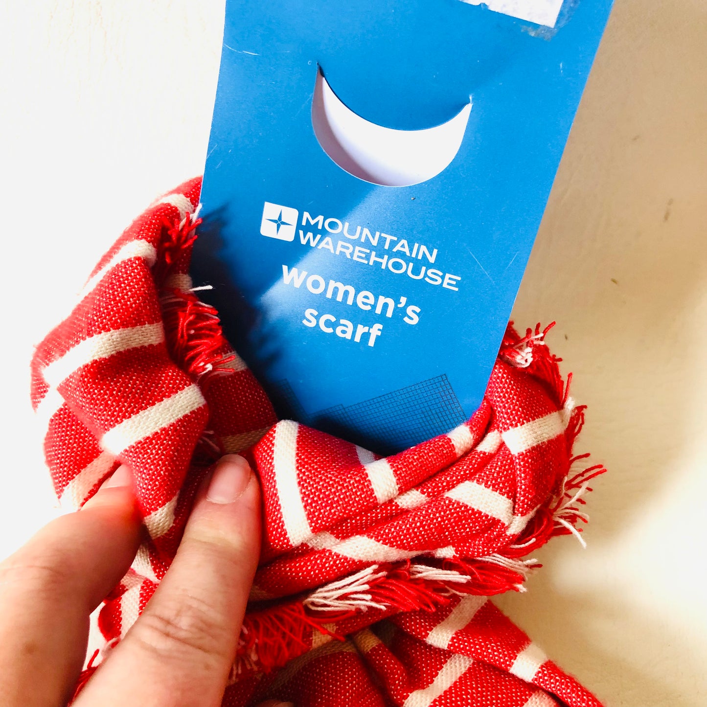 Mountain Warehouse Red & White Striped Lightweight Wrap Scarf NEW