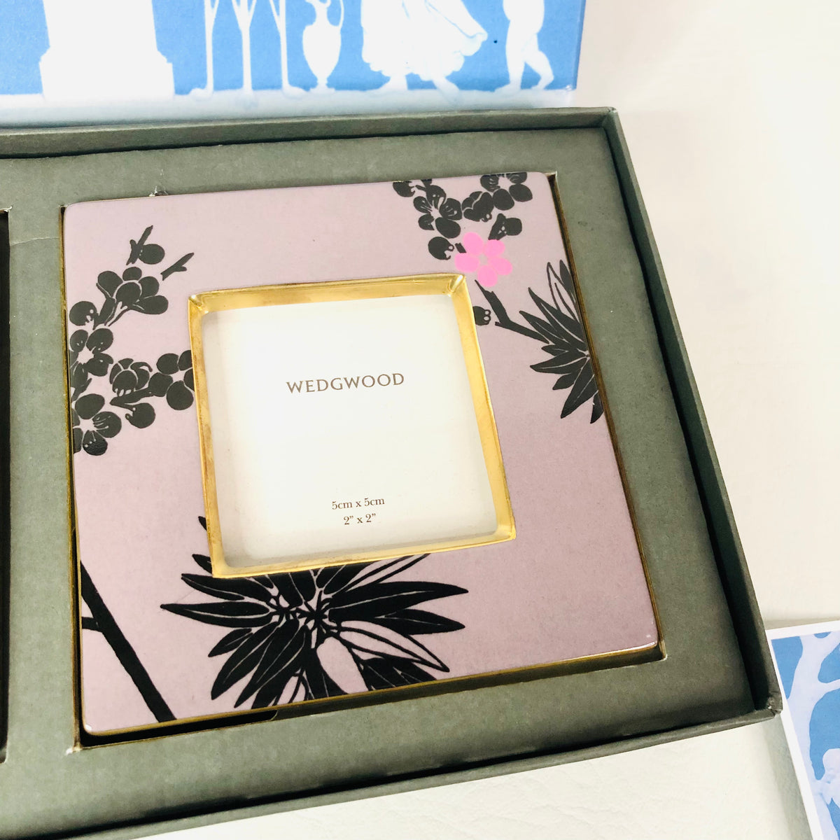 Wedgwood Boxed Set 2x Prunus Lilac & Black Square Photo Frames NEW