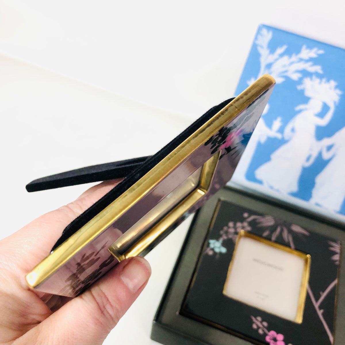 Wedgwood Boxed Set 2x Prunus Lilac & Black Square Photo Frames NEW