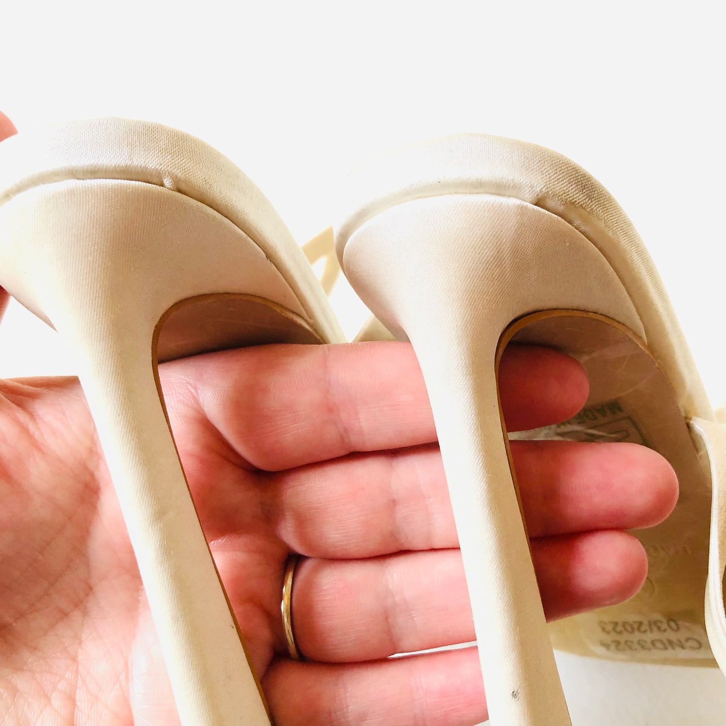 Pretty Little Thing Ivory White Bridal Pointed Strappy Diamanté Buckle Heel Sandals 5 NEW