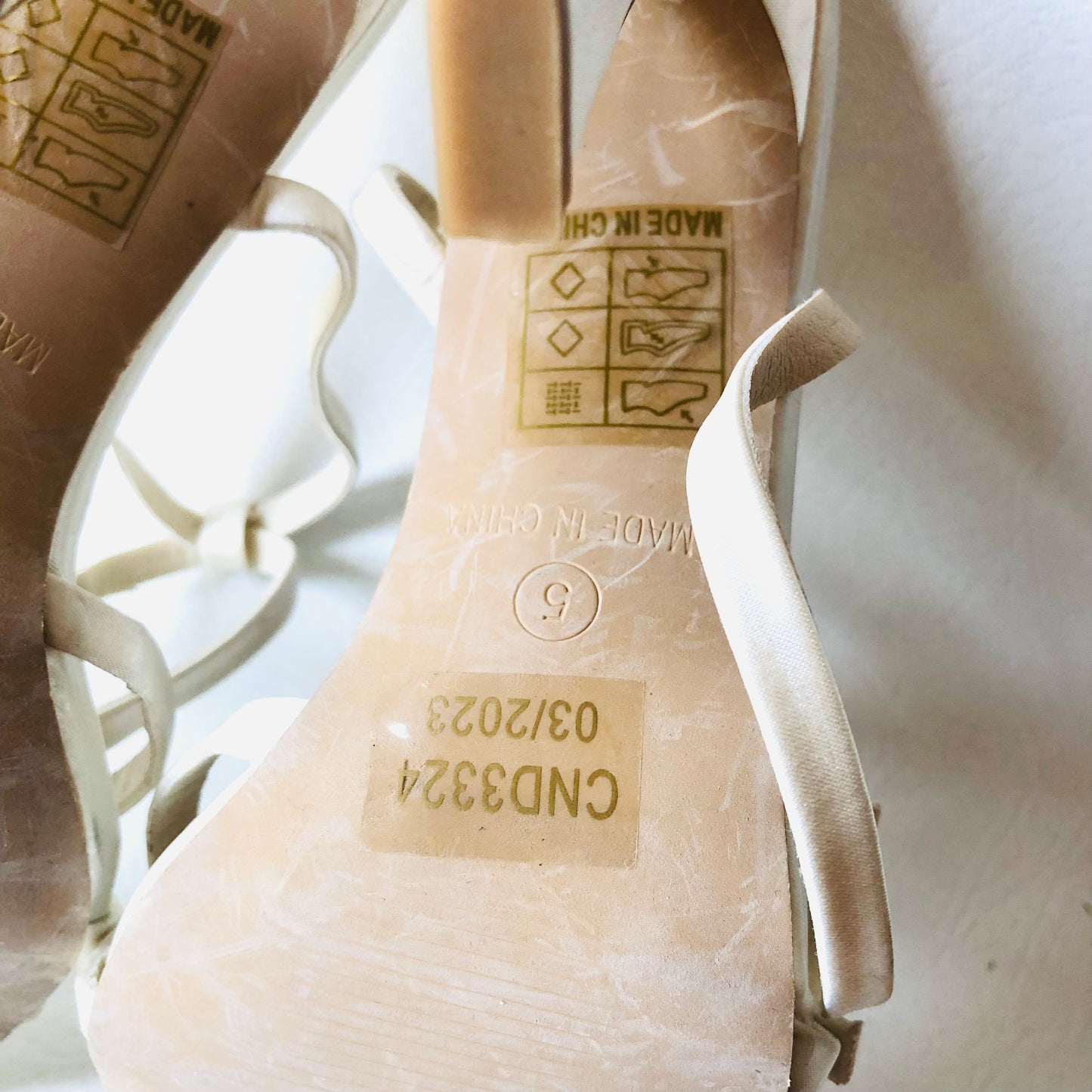 Pretty Little Thing Ivory White Bridal Pointed Strappy Diamanté Buckle Heel Sandals 5 NEW