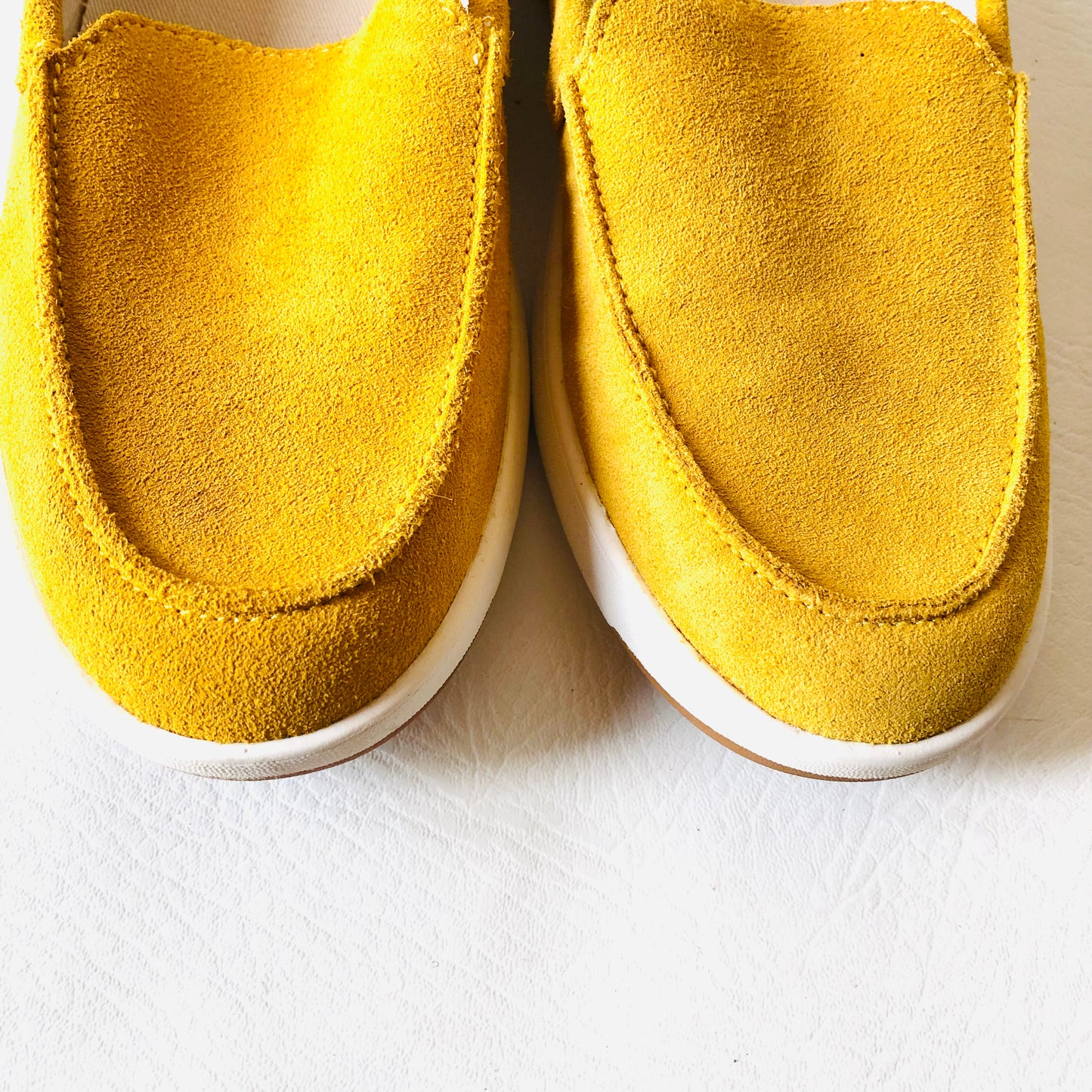 Lands' End Yellow Suede Leather Loafer Flat Slip On Shoes Size 5 (38) Narrow