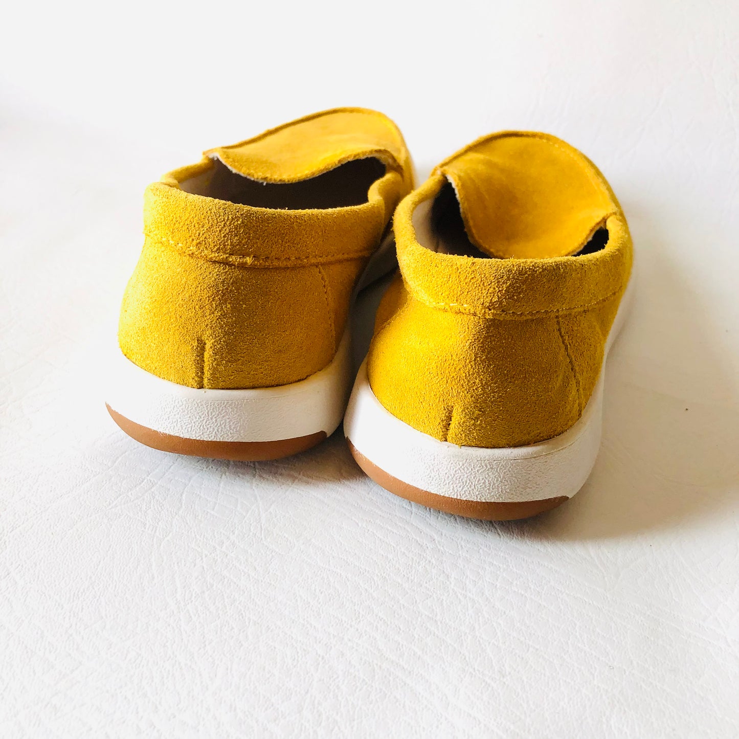 Lands' End Yellow Suede Leather Loafer Flat Slip On Shoes Size 5 (38) Narrow