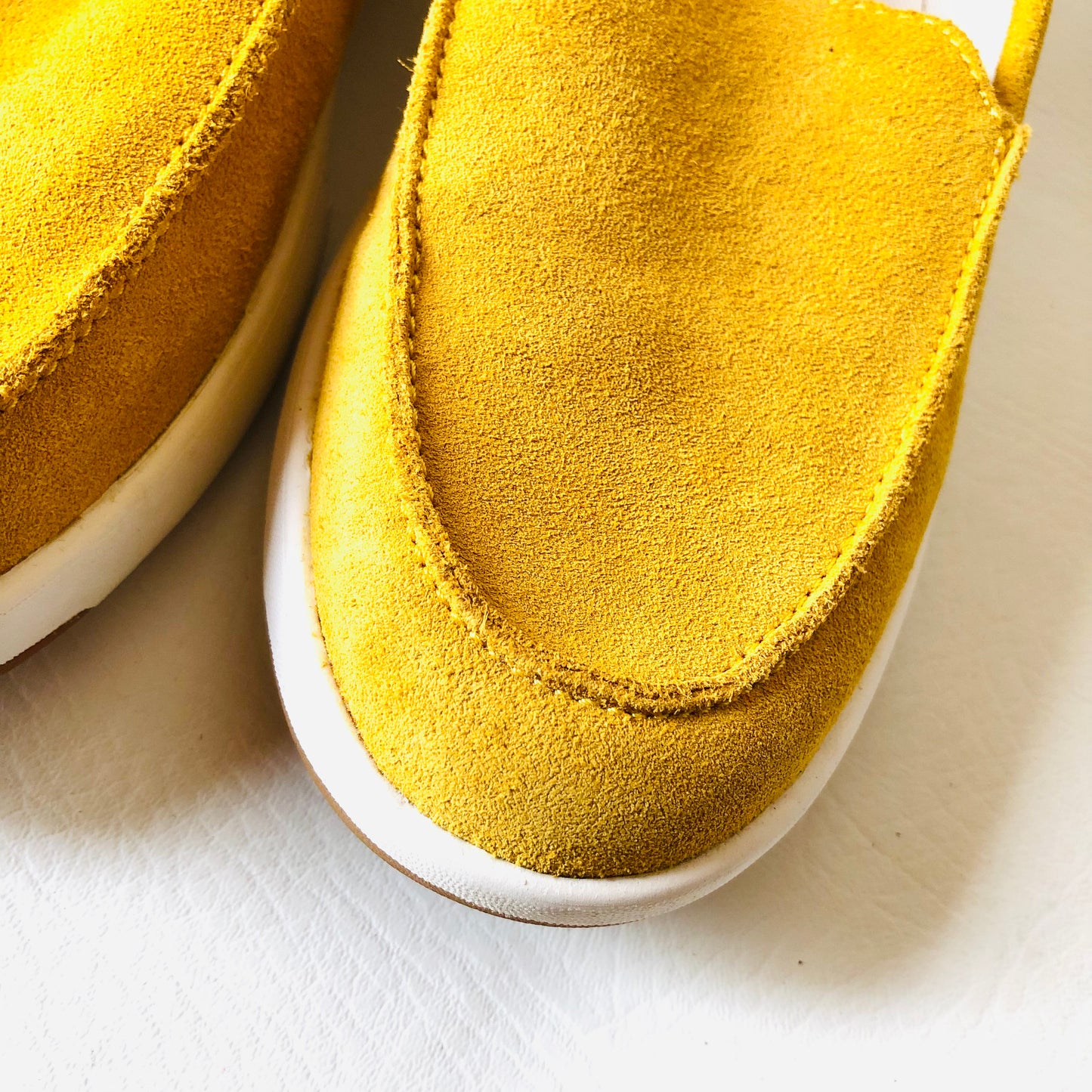Lands' End Yellow Suede Leather Loafer Flat Slip On Shoes Size 5 (38) Narrow