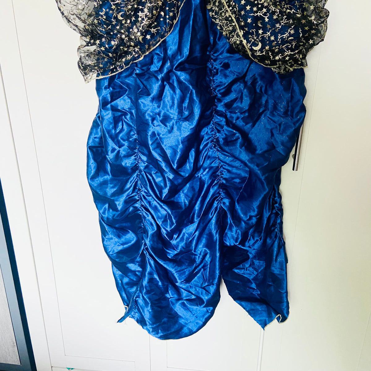 Girls Halloween Witch Costume | Dress | Blue & Gold Trim | Age 11-12 Years | Damaged