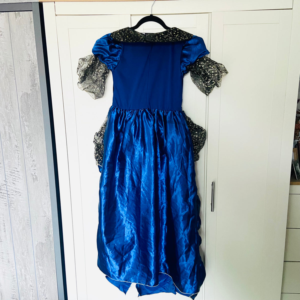 Girls Halloween Witch Costume | Dress | Blue & Gold Trim | Age 11-12 Years | Damaged