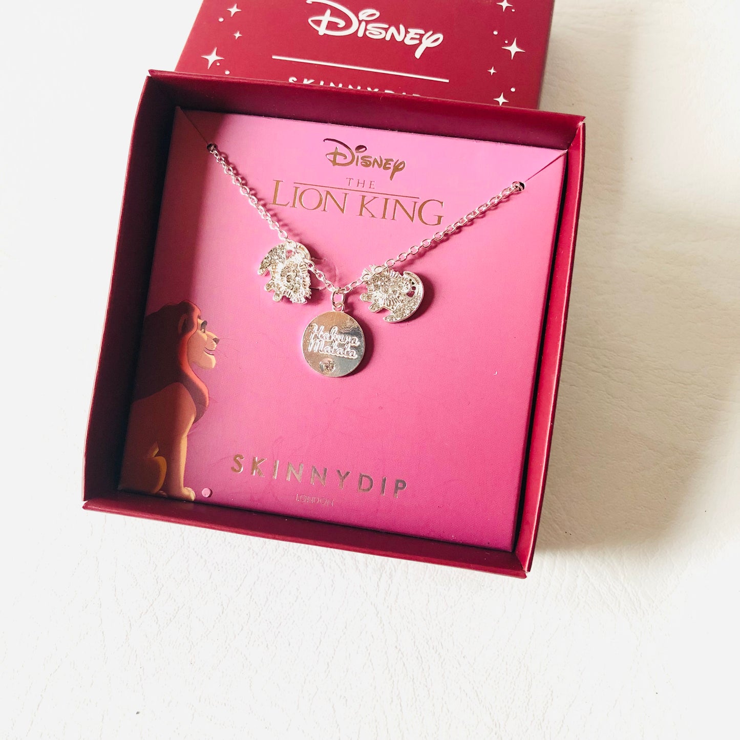 Disney x Skinny Dip The Lion King Necklace & Earrings Set Simba Silver Colour NEW