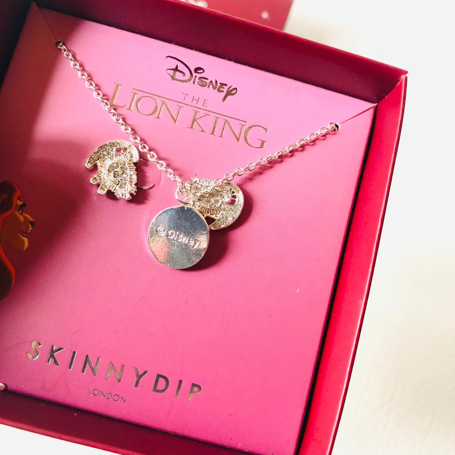 Disney x Skinny Dip The Lion King Necklace & Earrings Set Simba Silver Colour NEW