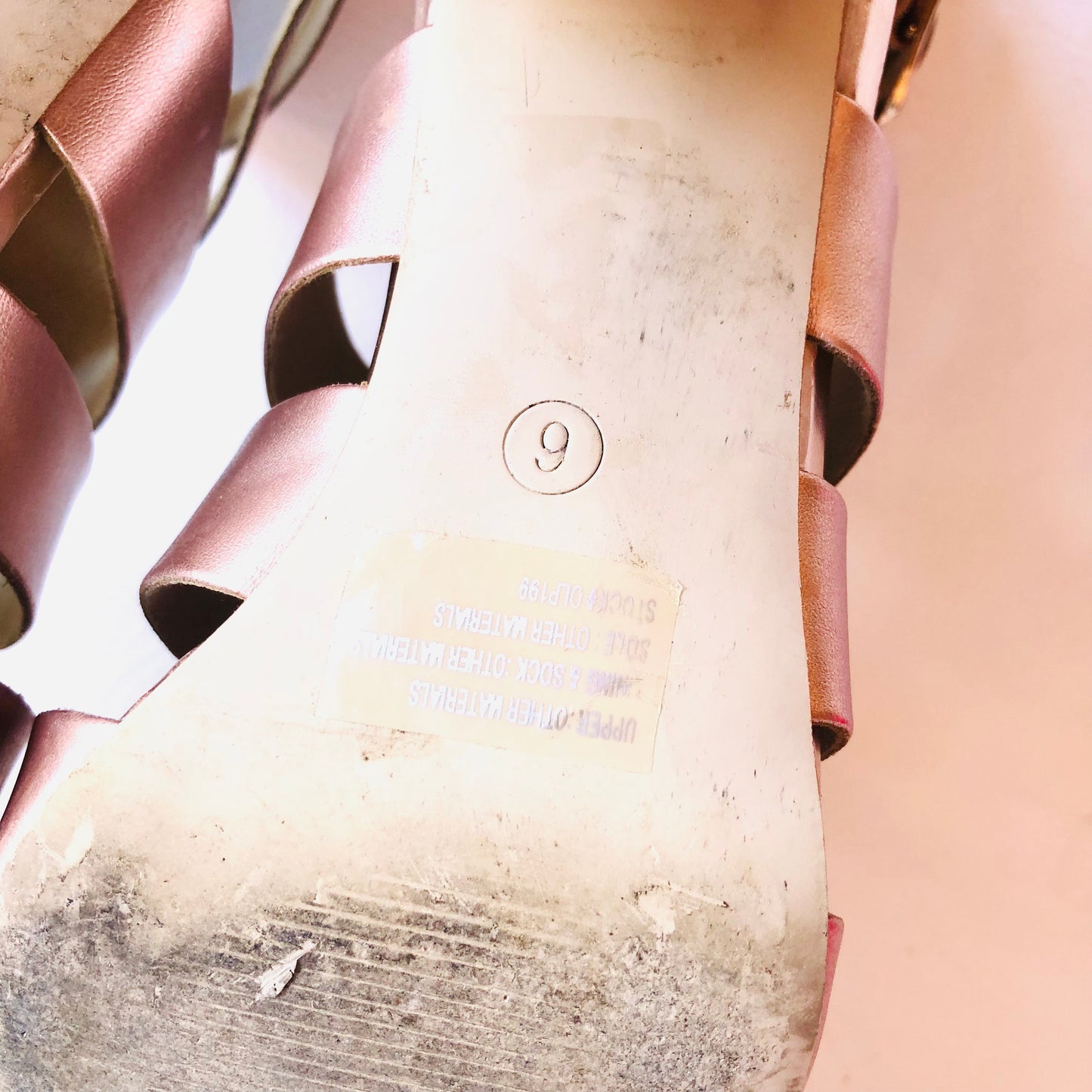Dolcis Rose Gold Strappy Gladiator Style Block Sandal Heels Size 6 (39)