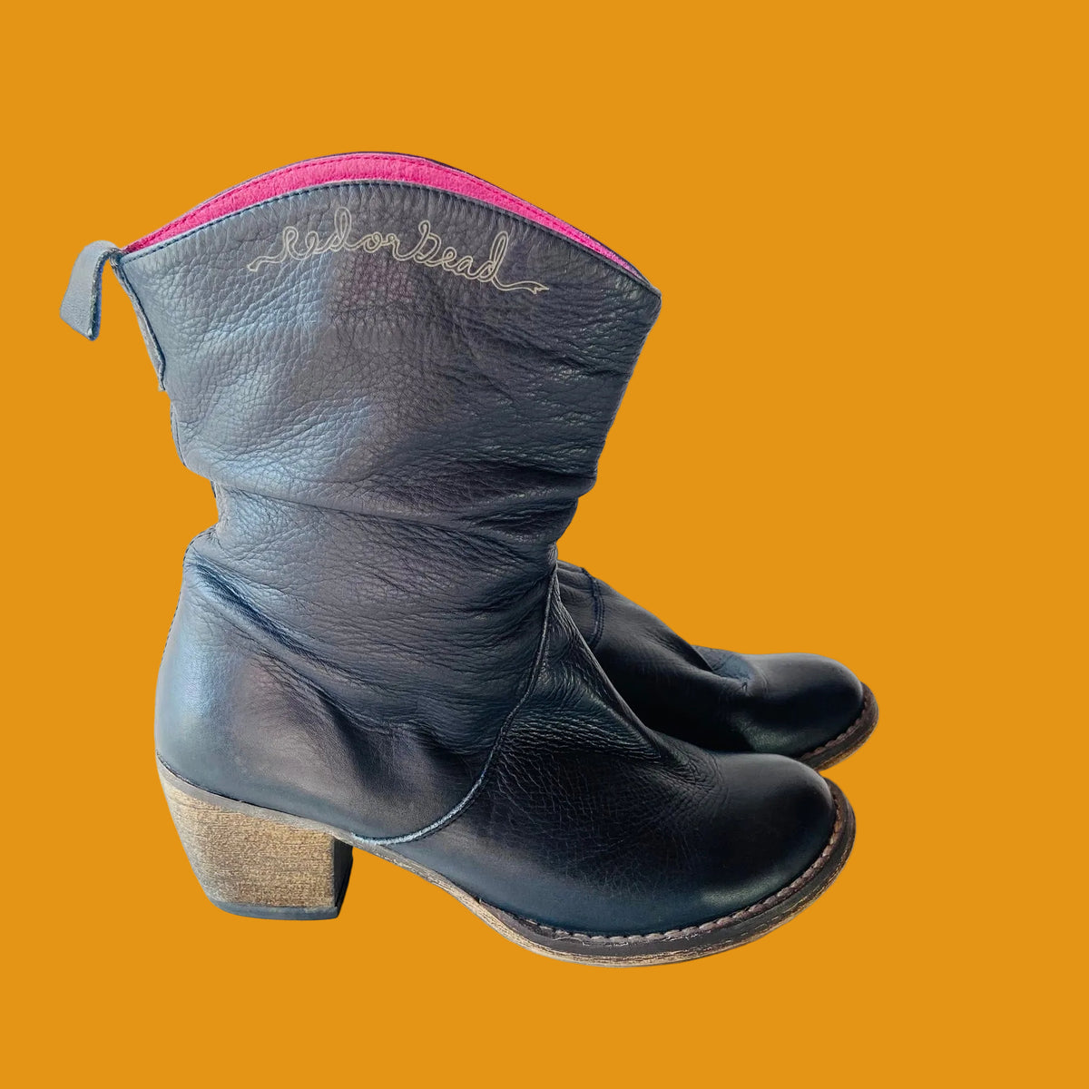 Red Or Dead | Dark Blue | Soft Leather | 'Cobbled Together' | Slouch Western Cowboy Boots | Size 4 (37)