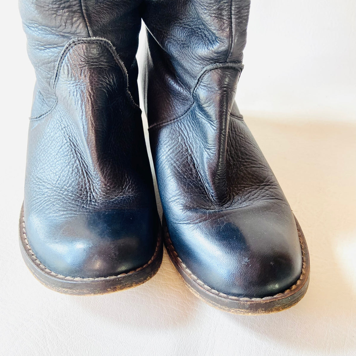 Red Or Dead | Dark Blue | Soft Leather | 'Cobbled Together' | Slouch Western Cowboy Boots | Size 4 (37)