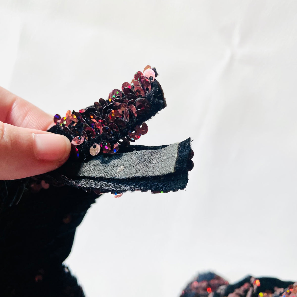 Topshop | Black Velvet & Copper Red Sequin | Block Heel Ankle Boots | Size 4 (37)