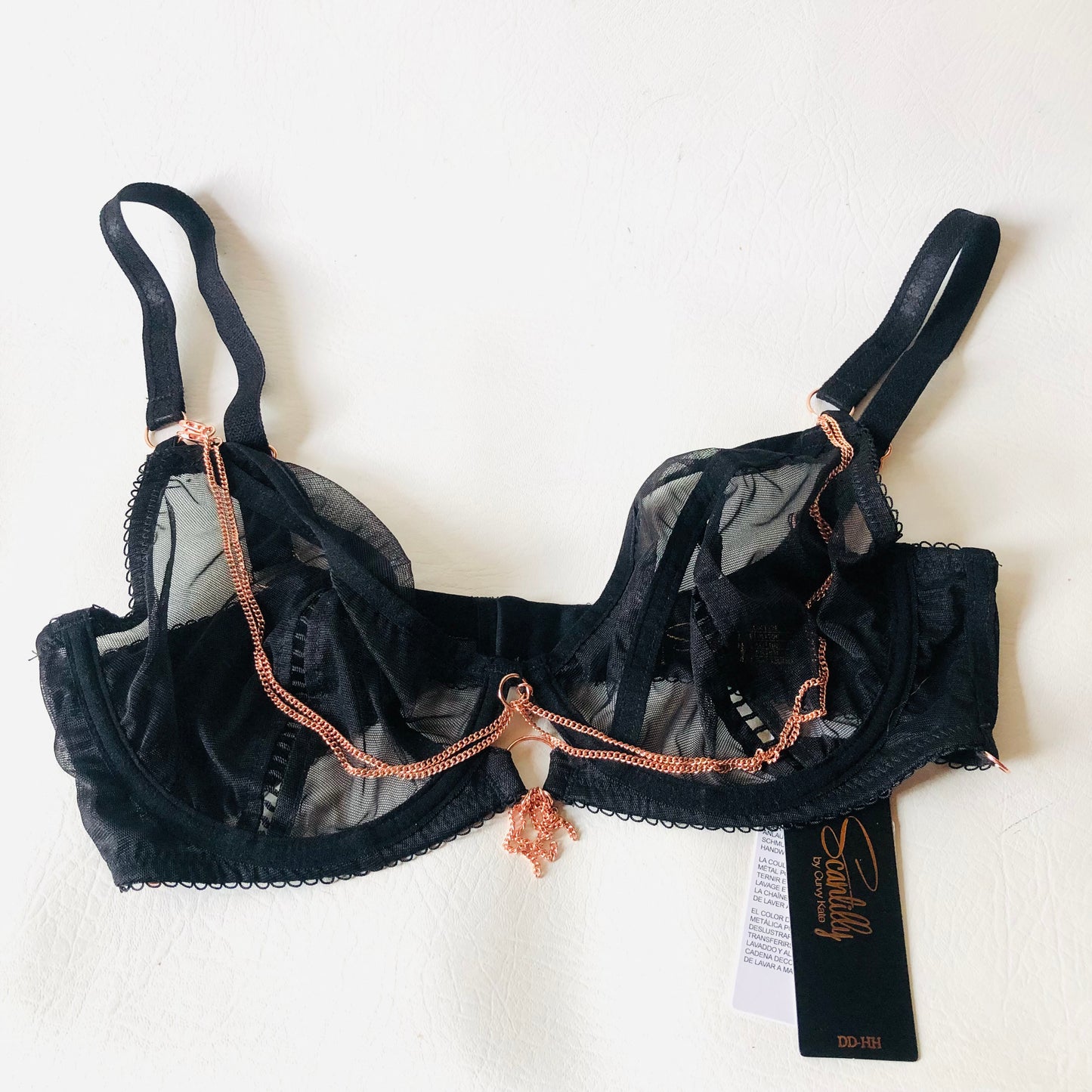 Scantilly Curvy Kate Unchained Black Mesh Lingerie Set Bra Highwaisted Brief 32E / Small NEW