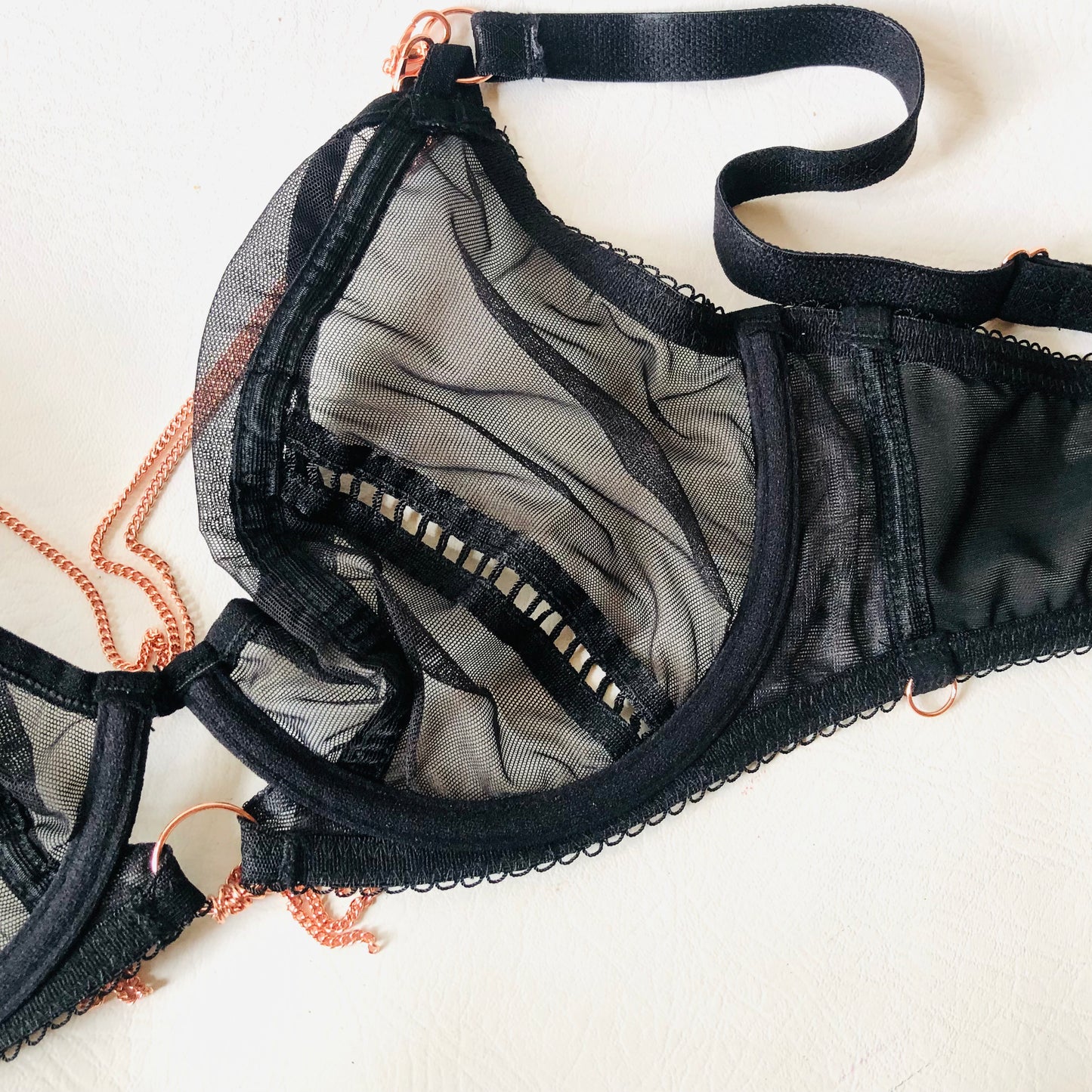 Scantilly Curvy Kate Unchained Black Mesh Lingerie Set Bra Highwaisted Brief 32E / Small NEW