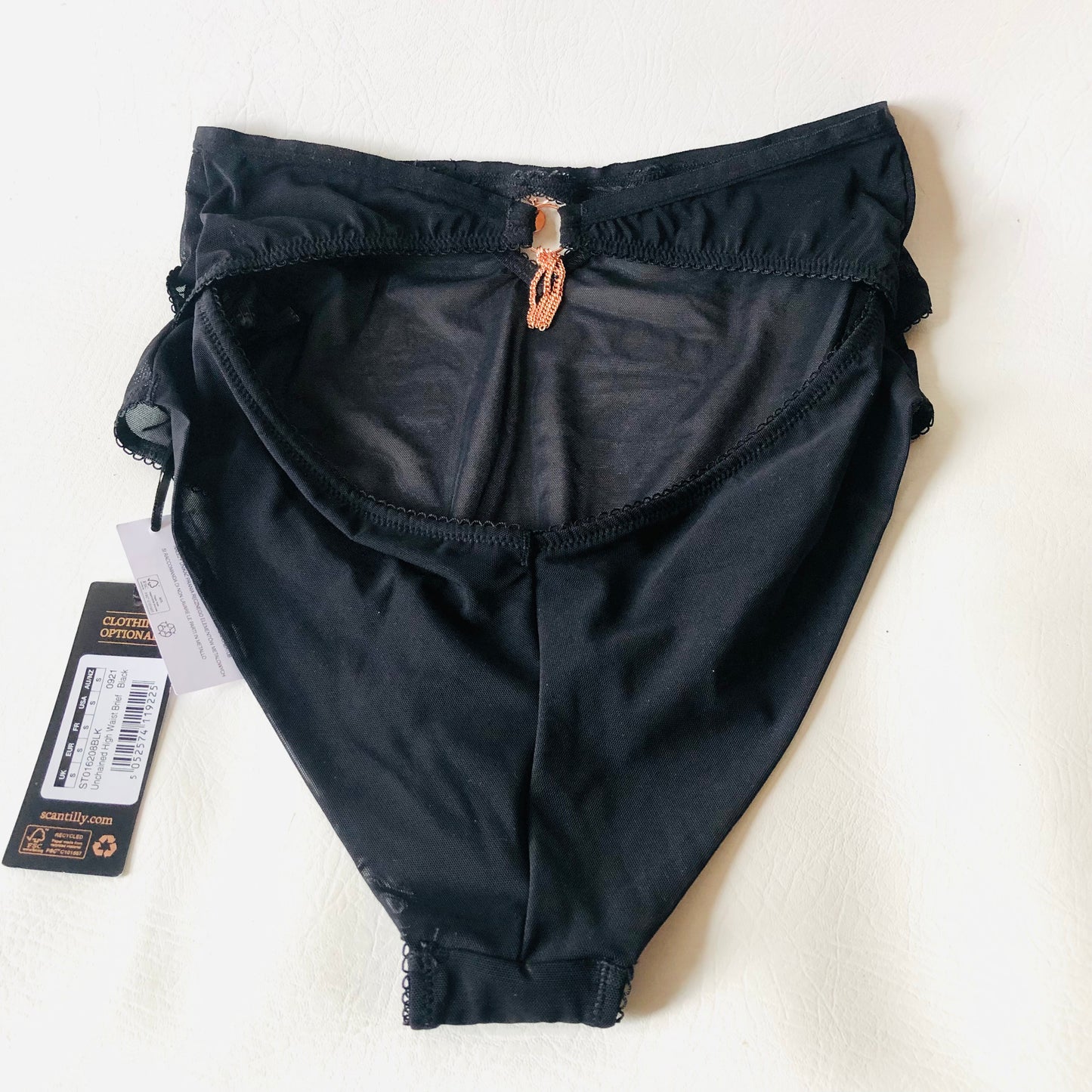 Scantilly Curvy Kate Unchained Black Mesh Lingerie Set Bra Highwaisted Brief 32E / Small NEW