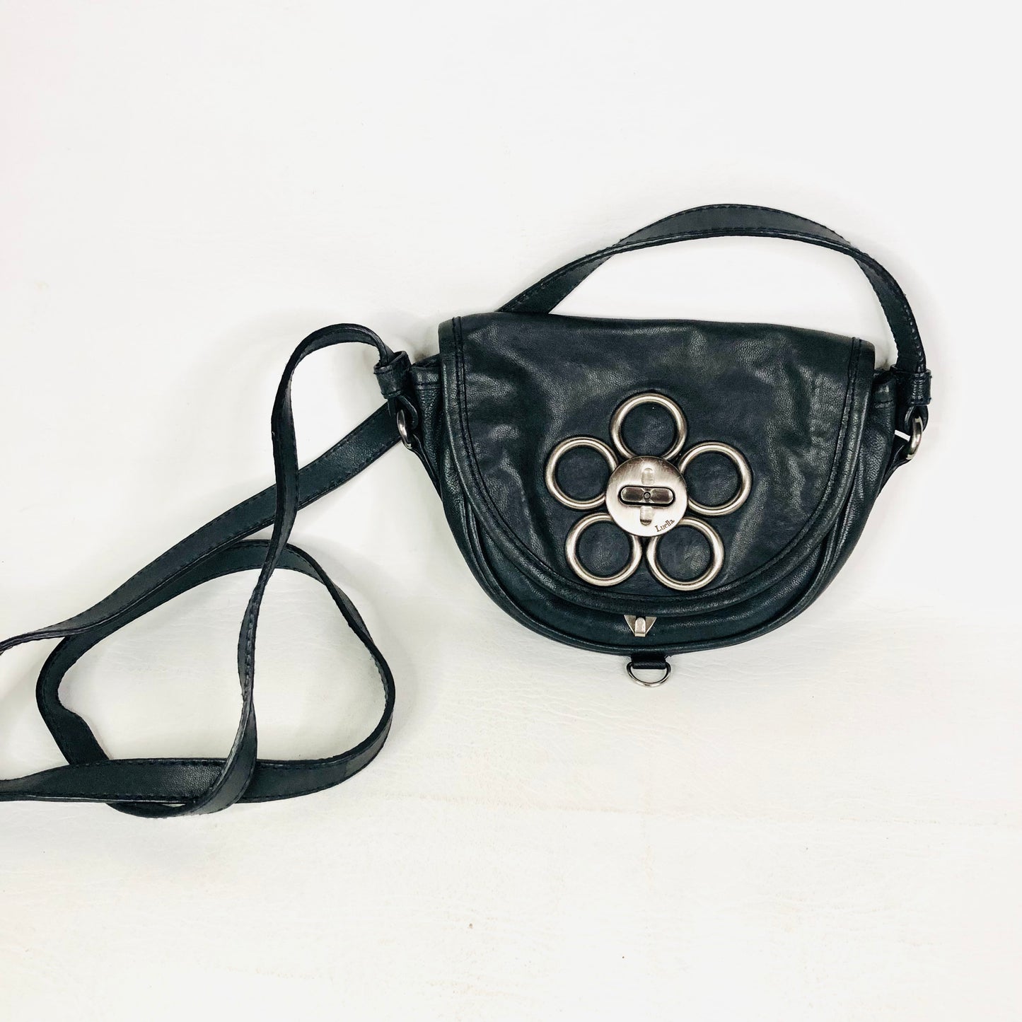 Luella Designer Black Leather Extra Small Crossbody Pouch Bag *See Description*