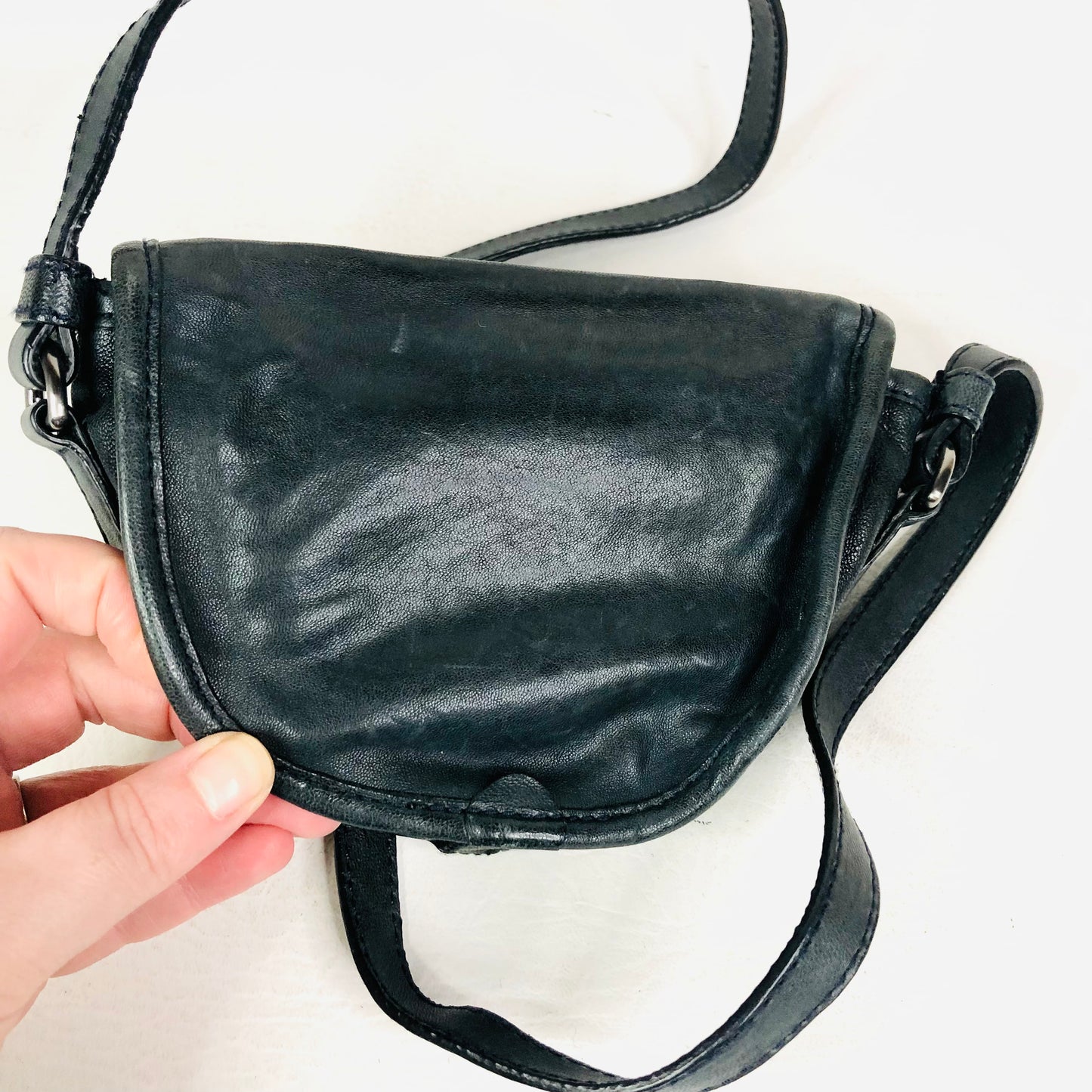 Luella Designer Black Leather Extra Small Crossbody Pouch Bag *See Description*