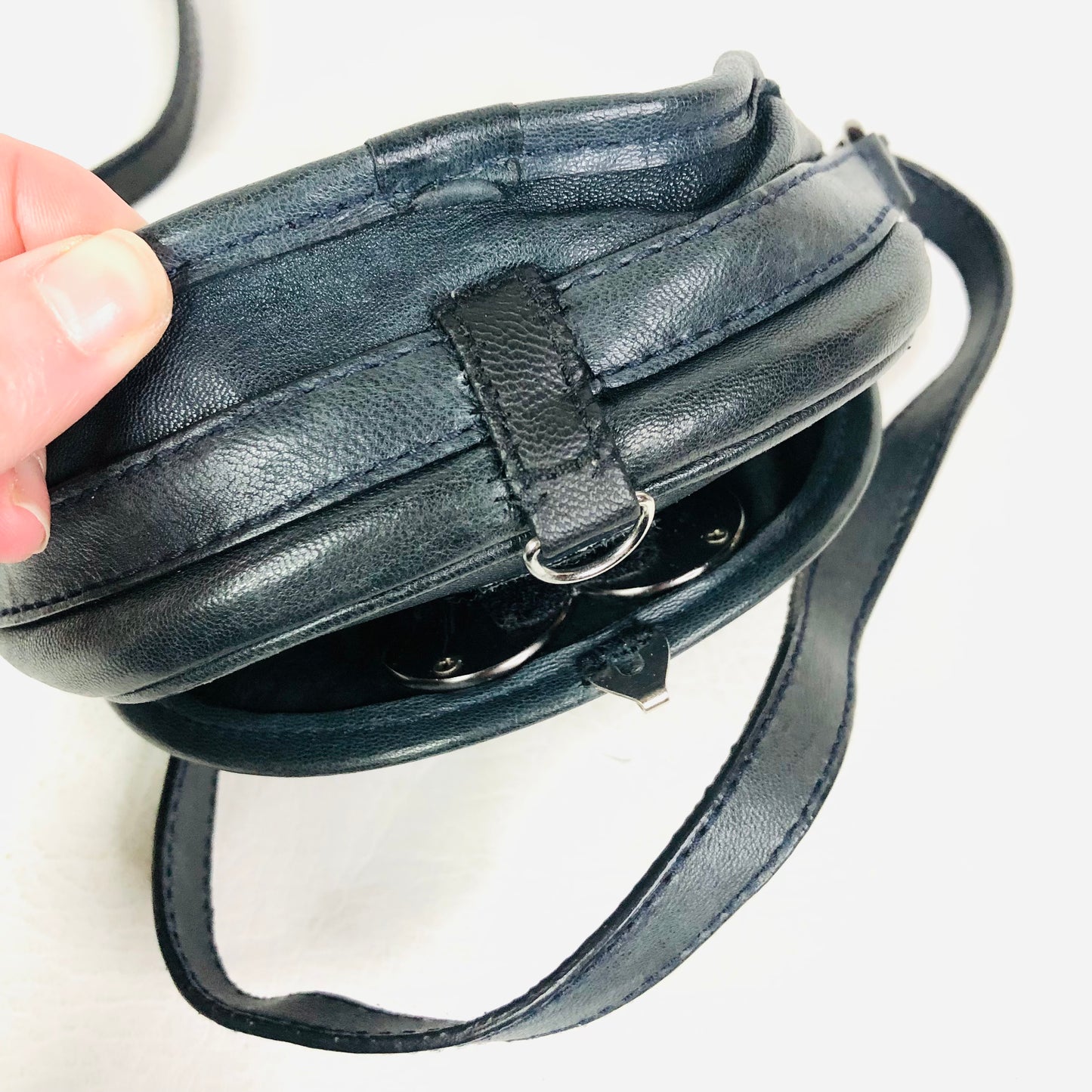 Luella Designer Black Leather Extra Small Crossbody Pouch Bag *See Description*
