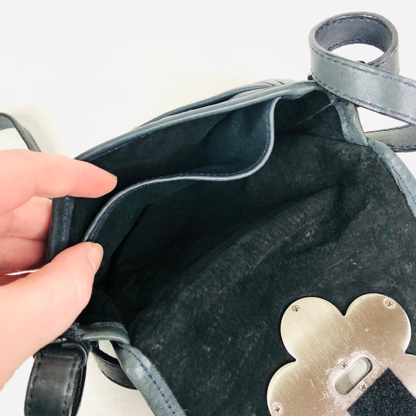 Luella Designer Black Leather Extra Small Crossbody Pouch Bag *See Description*