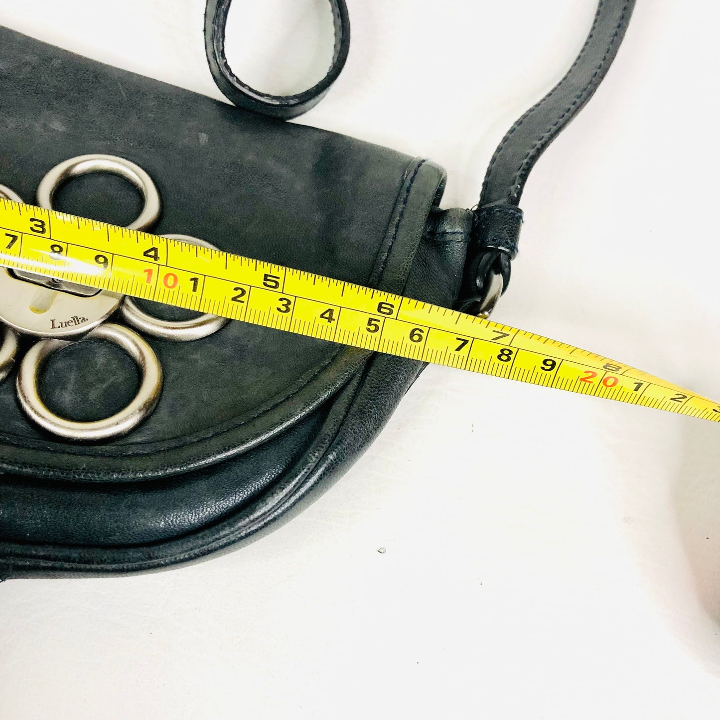 Luella Designer Black Leather Extra Small Crossbody Pouch Bag *See Description*