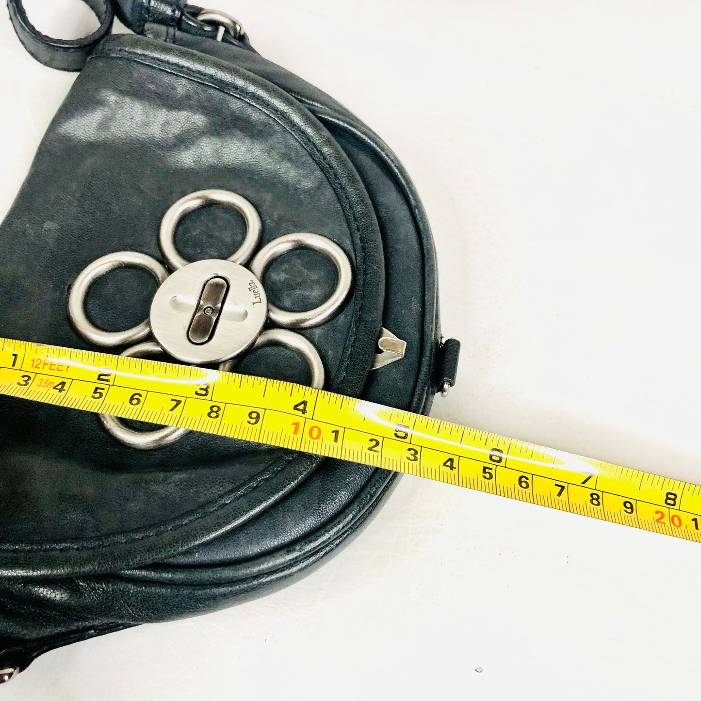 Luella Designer Black Leather Extra Small Crossbody Pouch Bag *See Description*