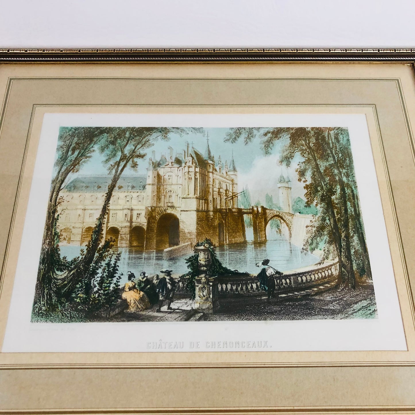 Vintage Framed Print Château de Chenonceaux - Romantic French Castle Art