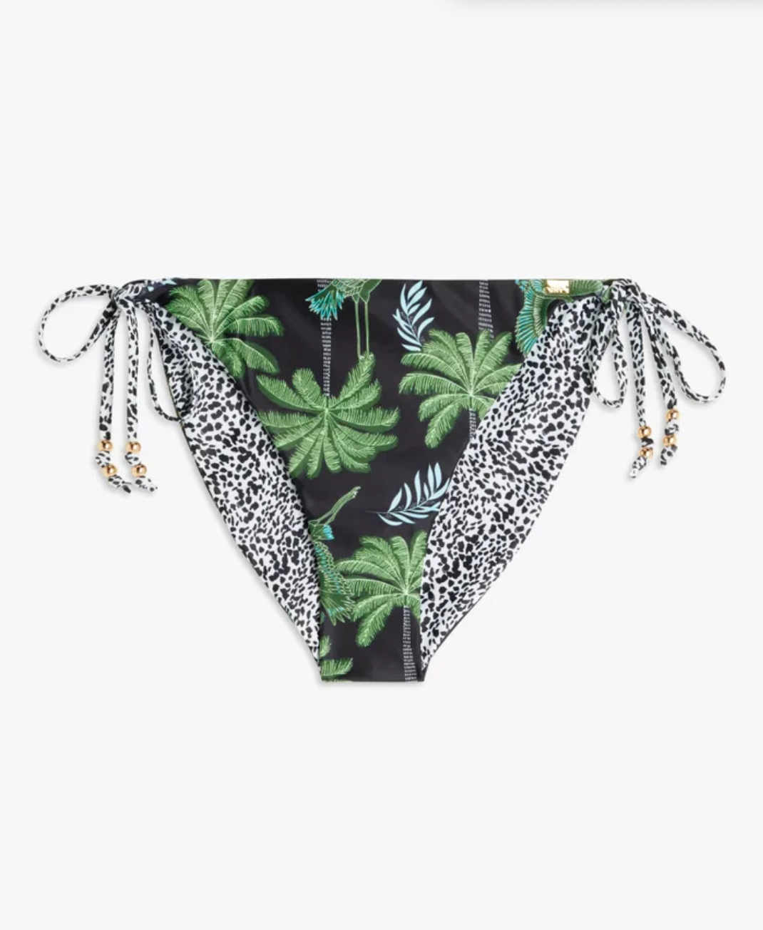 John Lewis AND/OR Tropical Crane Reversible Green & Black String Bikini Brief Bottoms Size 16 NEW