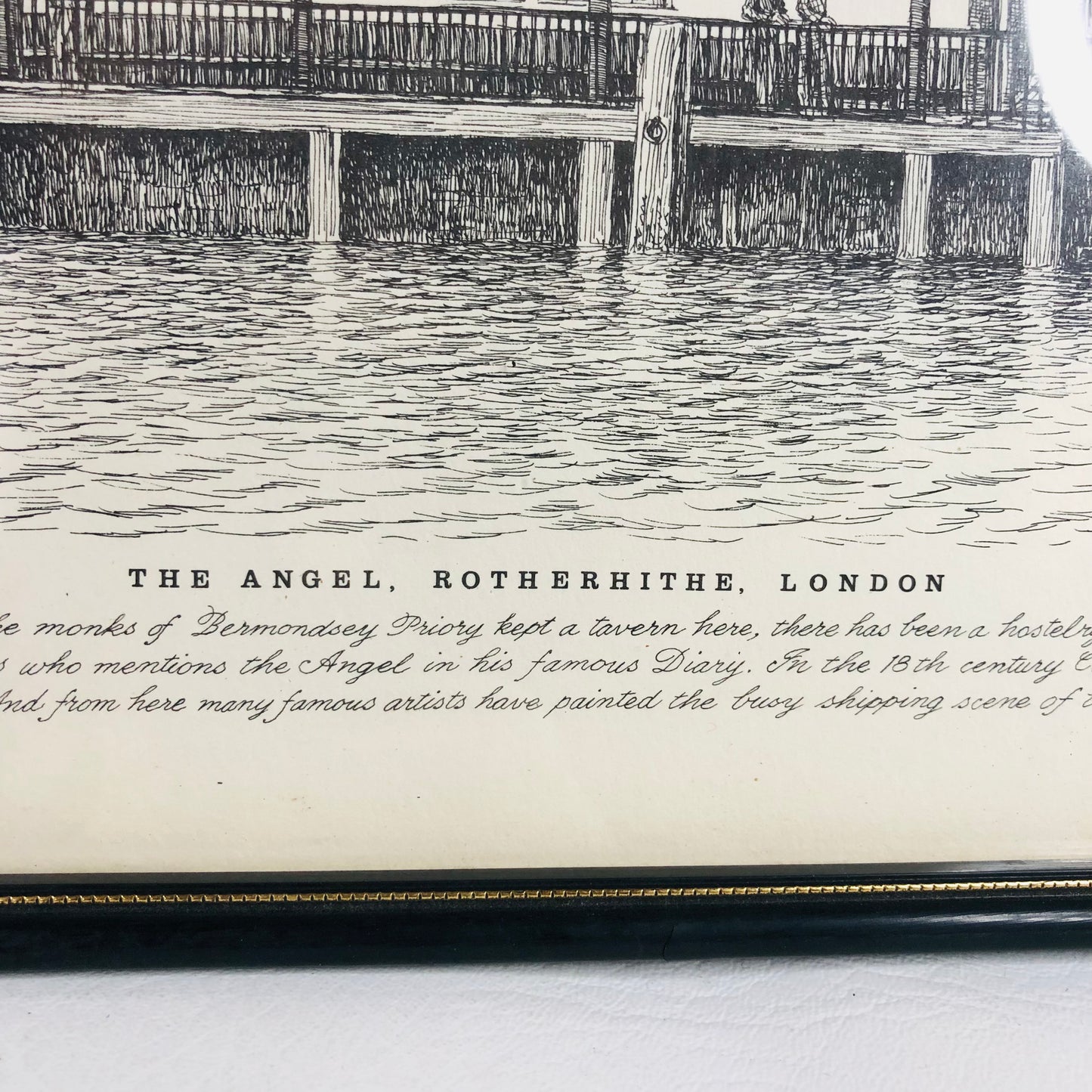 Vintage J. Mortlock Print: The Angel Rotherhithe London Pub History Art Framed
