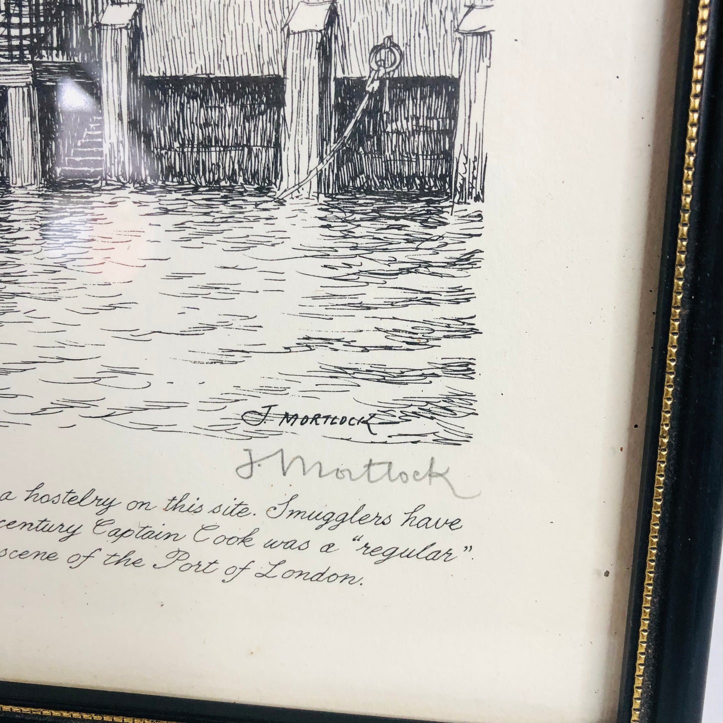 Vintage J. Mortlock Print: The Angel Rotherhithe London Pub History Art Framed