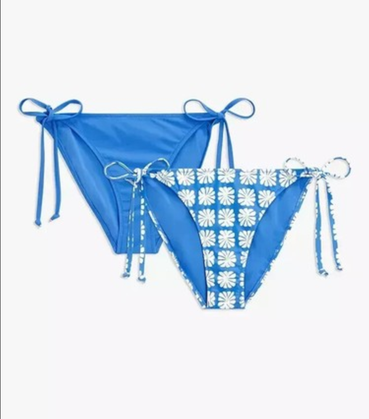 John Lewis ANYDAY Cosmos Tie Side Bikini Bottom, Pack of 2 Sonic Blue UK 18 NEW