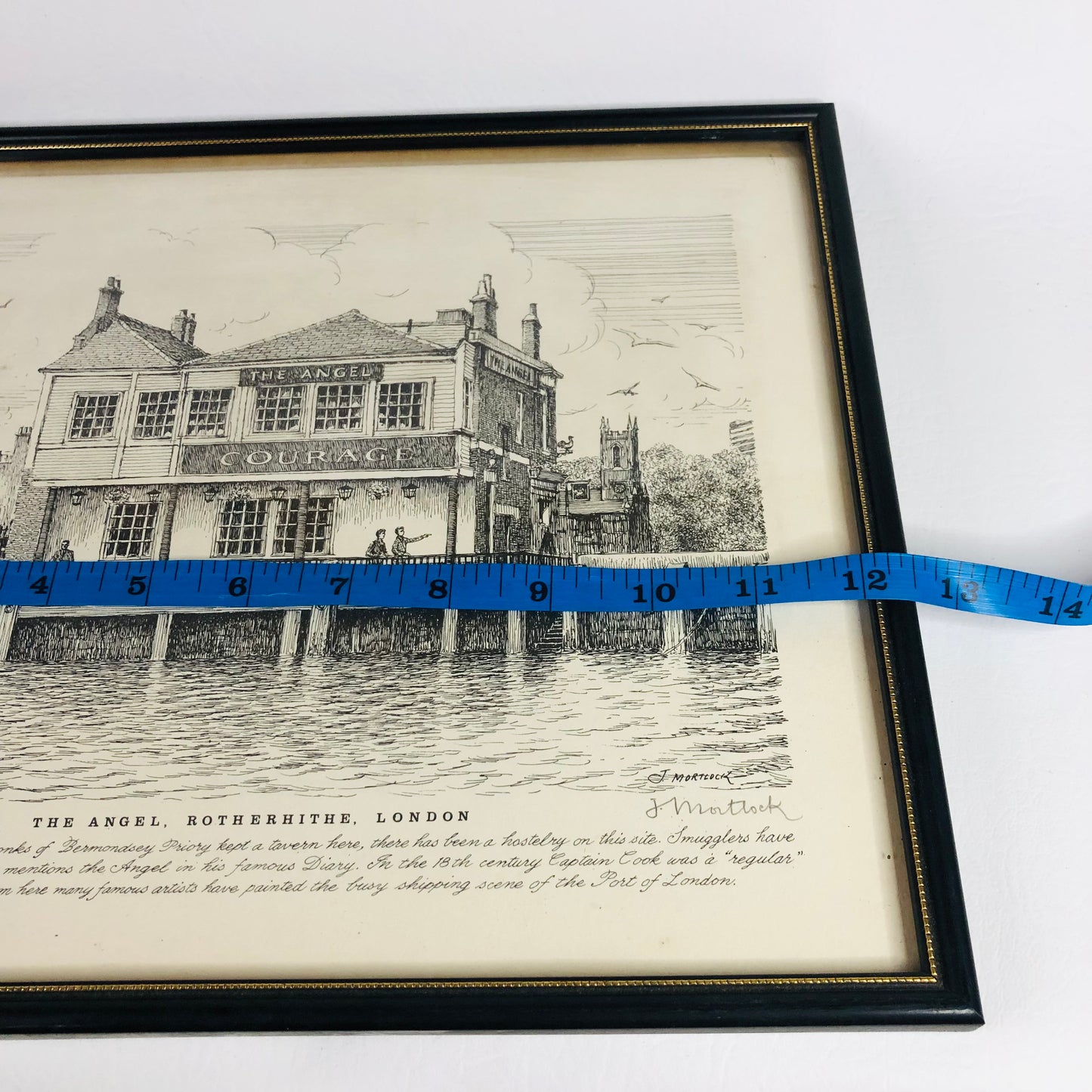 Vintage J. Mortlock Print: The Angel Rotherhithe London Pub History Art Framed