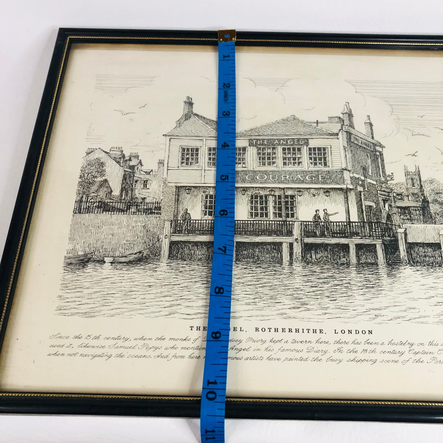 Vintage J. Mortlock Print: The Angel Rotherhithe London Pub History Art Framed