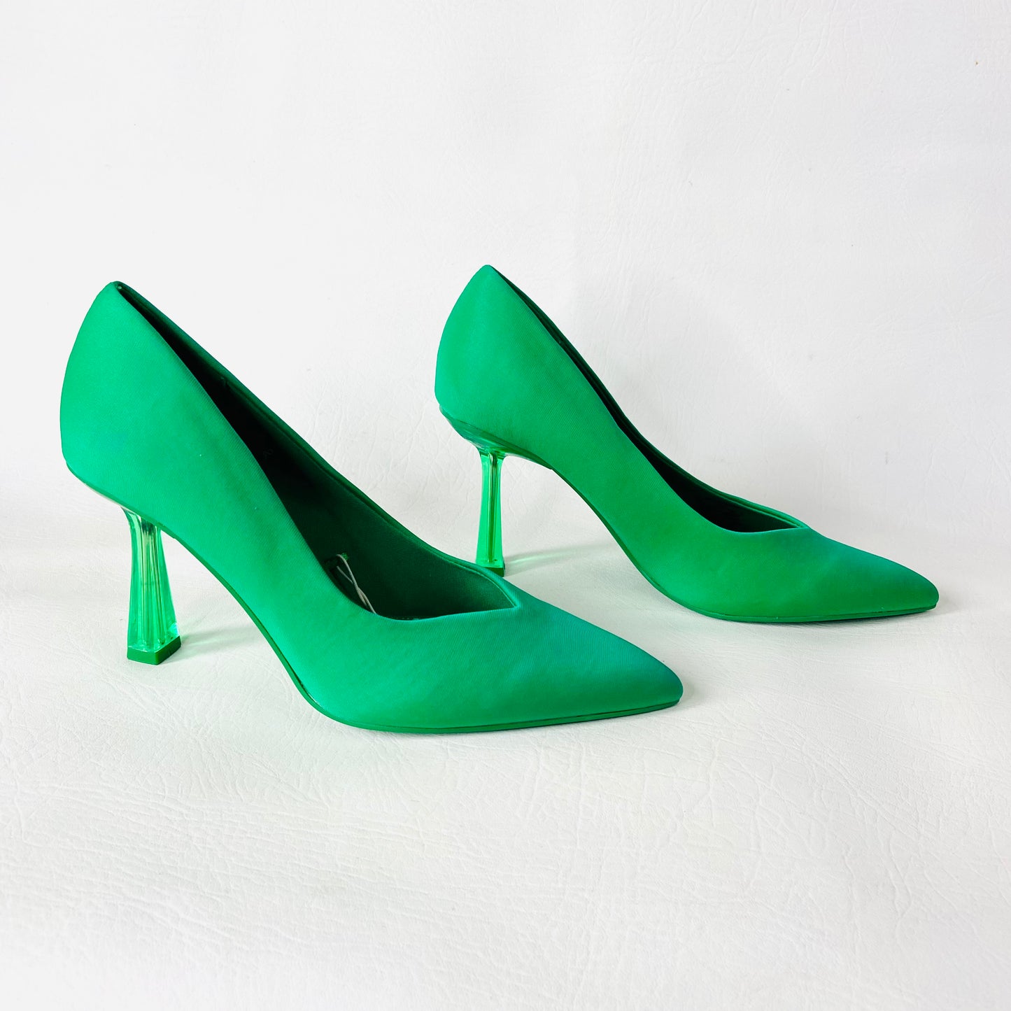 Stradivarius Emerald Green Pointed Court Shoe With Perspex Heels Size 4 (37) NEW