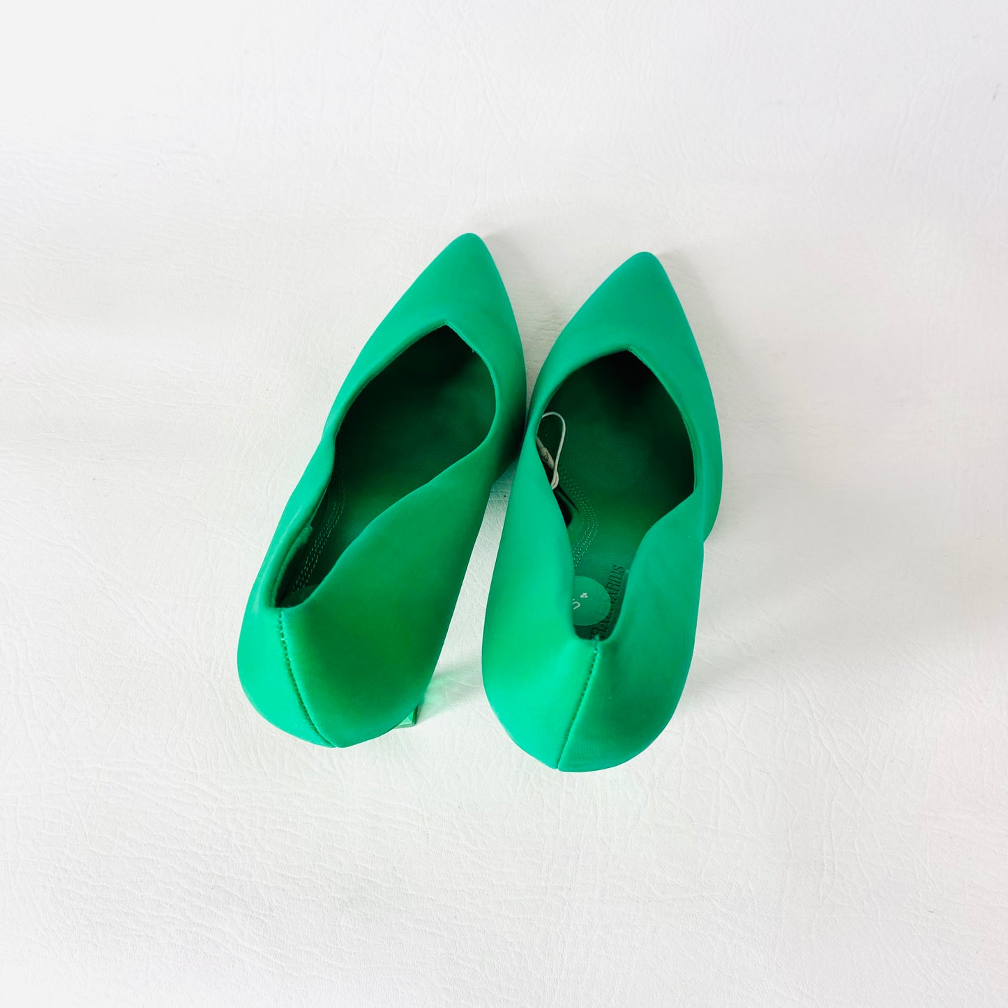 Stradivarius Emerald Green Pointed Court Shoe With Perspex Heels Size 4 (37) NEW