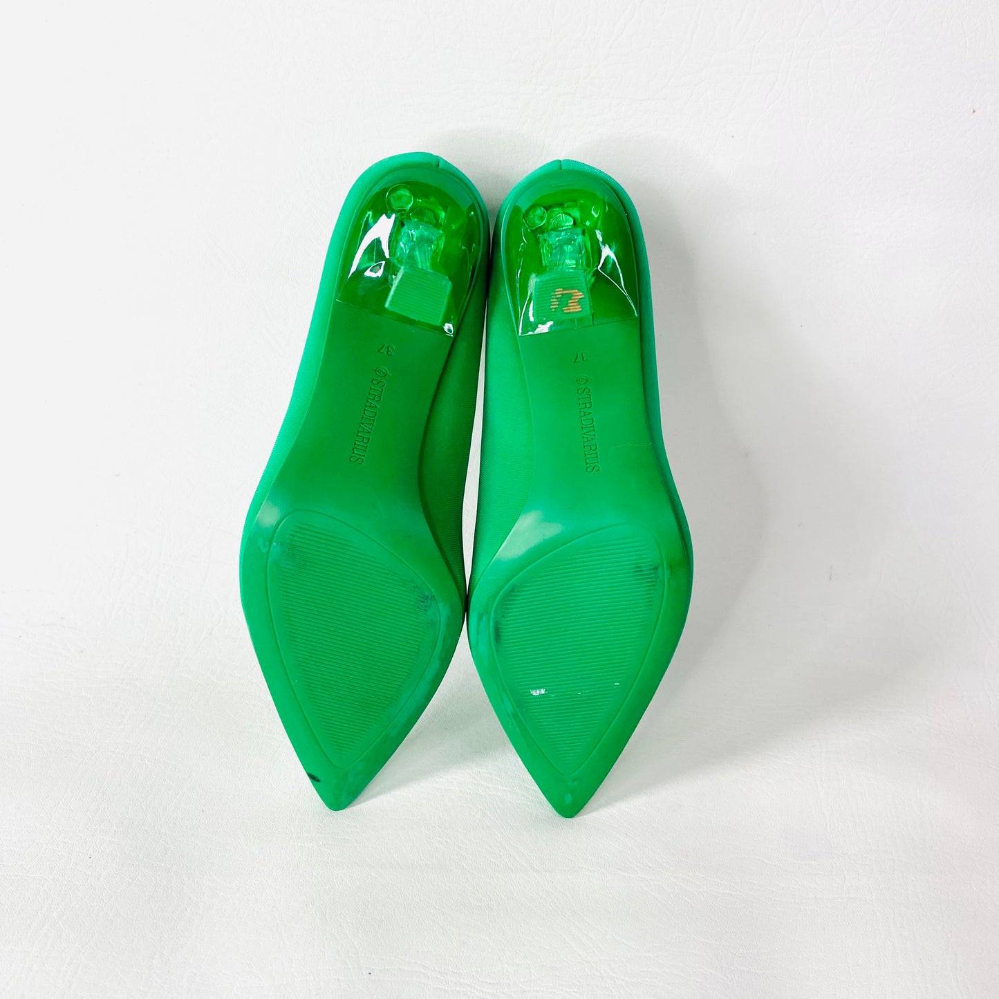 Stradivarius Emerald Green Pointed Court Shoe With Perspex Heels Size 4 (37) NEW