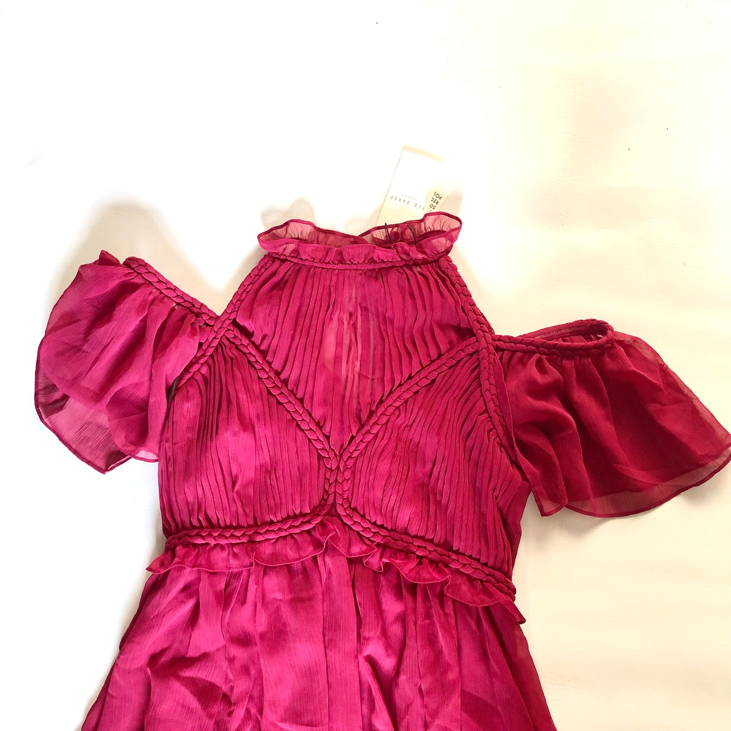 Ted Baker Paigei Rope Detail Midi Dress in Deep Pink Size 1 (UK 8-10) NEW