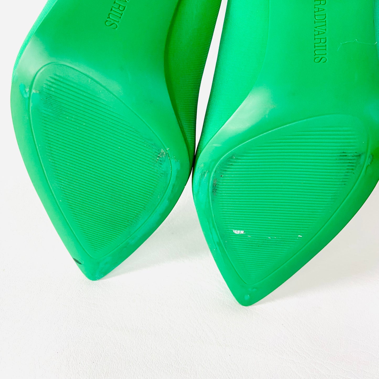 Stradivarius Emerald Green Pointed Court Shoe With Perspex Heels Size 4 (37) NEW