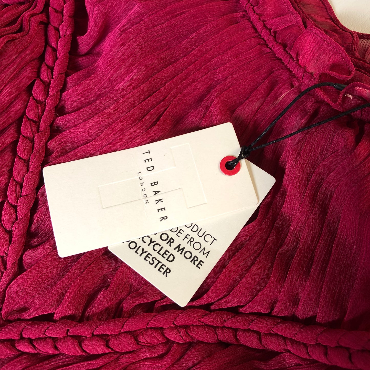 Ted Baker Paigei Rope Detail Midi Dress in Deep Pink Size 1 (UK 8-10) NEW