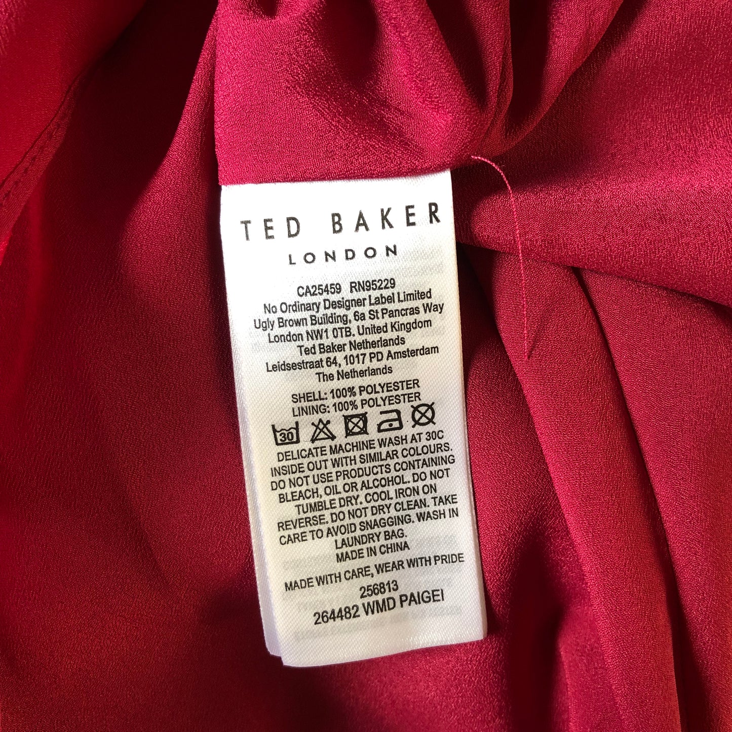 Ted Baker Paigei Rope Detail Midi Dress in Deep Pink Size 1 (UK 8-10) NEW