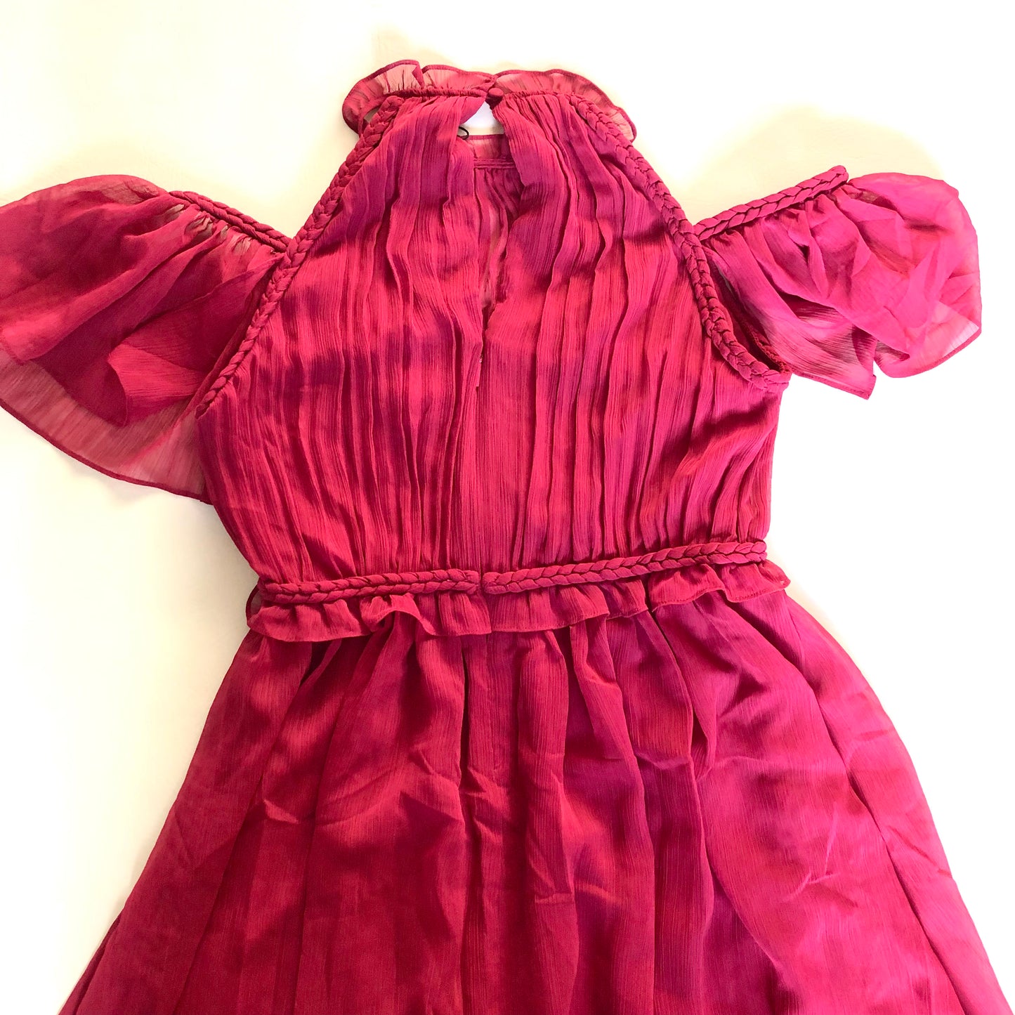Ted Baker Paigei Rope Detail Midi Dress in Deep Pink Size 1 (UK 8-10) NEW