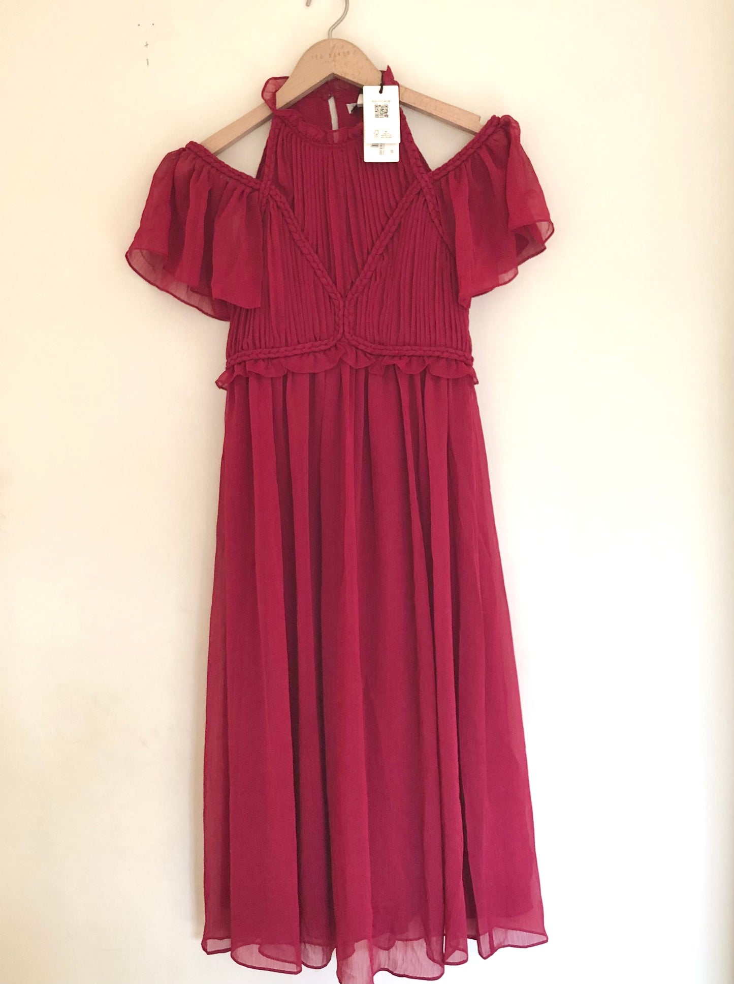 Ted Baker Paigei Rope Detail Midi Dress in Deep Pink Size 1 (UK 8-10) NEW