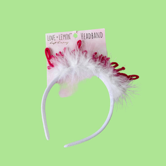 Love + Lemon Pink & White Feather Bridesmaid Headband NEW Hen Party