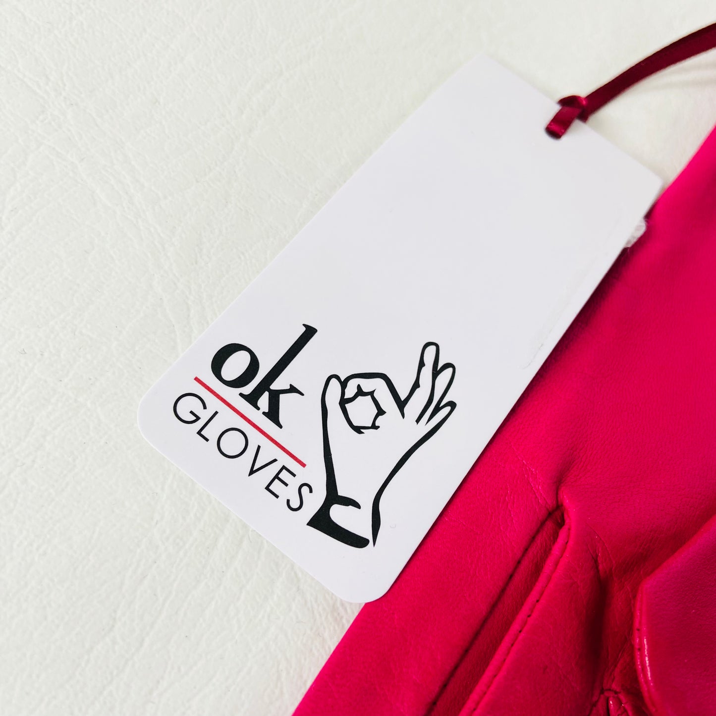OK Gloves Fuchsia Pink Soft Genuine Leather Ladies Gloves Size 7.5 NEW