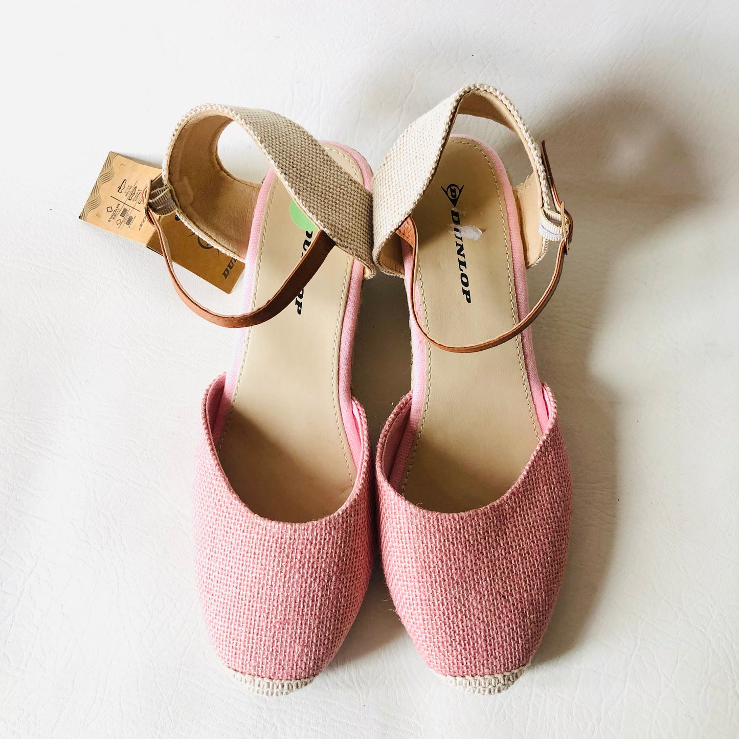 Dunlop Light Pink Indra Wedge Espadrille Memory Foam Sandals Size 7 NEW