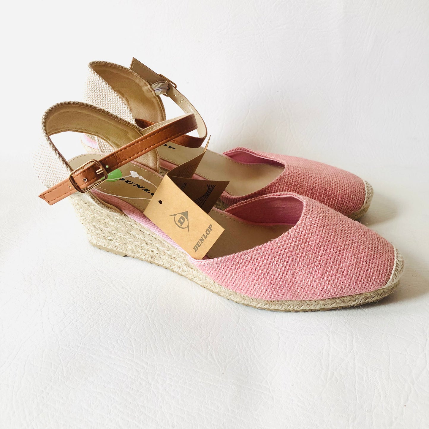 Dunlop Light Pink Indra Wedge Espadrille Memory Foam Sandals Size 7 NEW