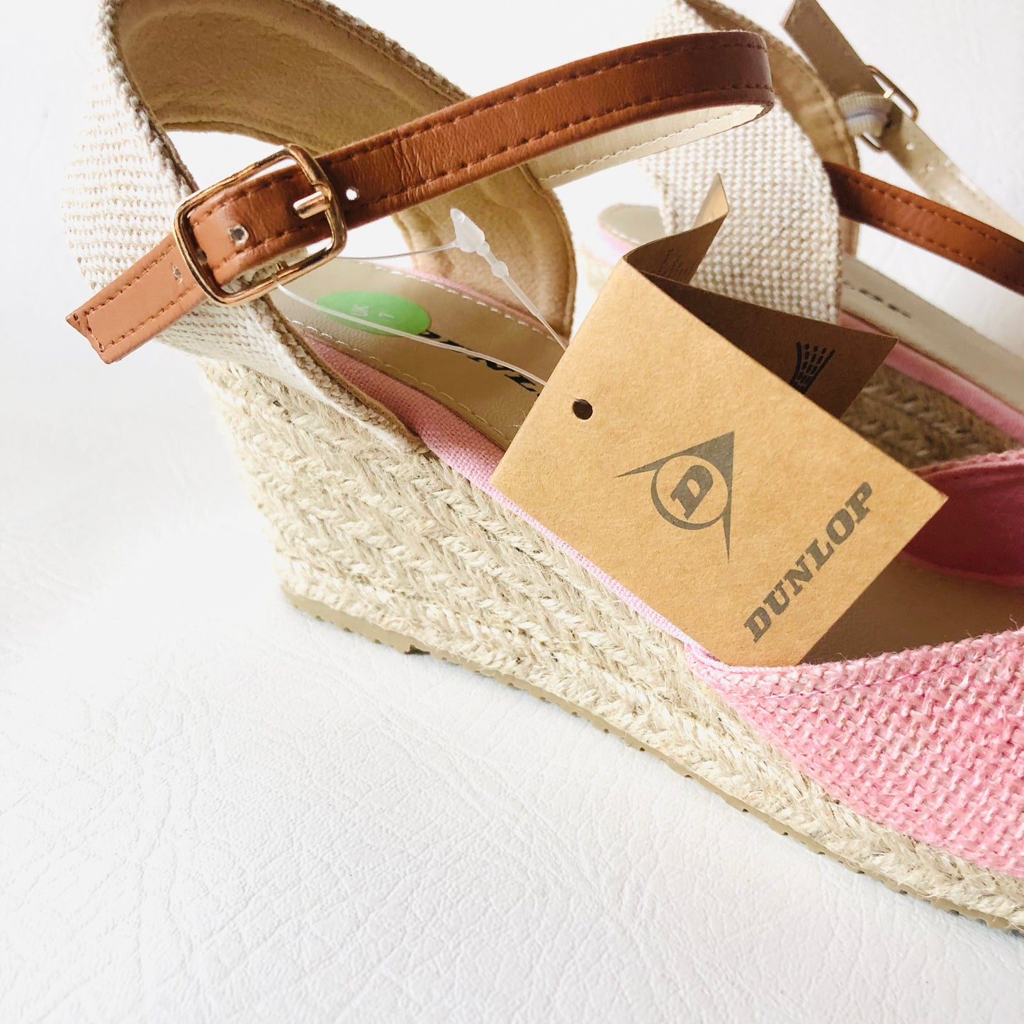 Dunlop Light Pink Indra Wedge Espadrille Memory Foam Sandals Size 7 NEW
