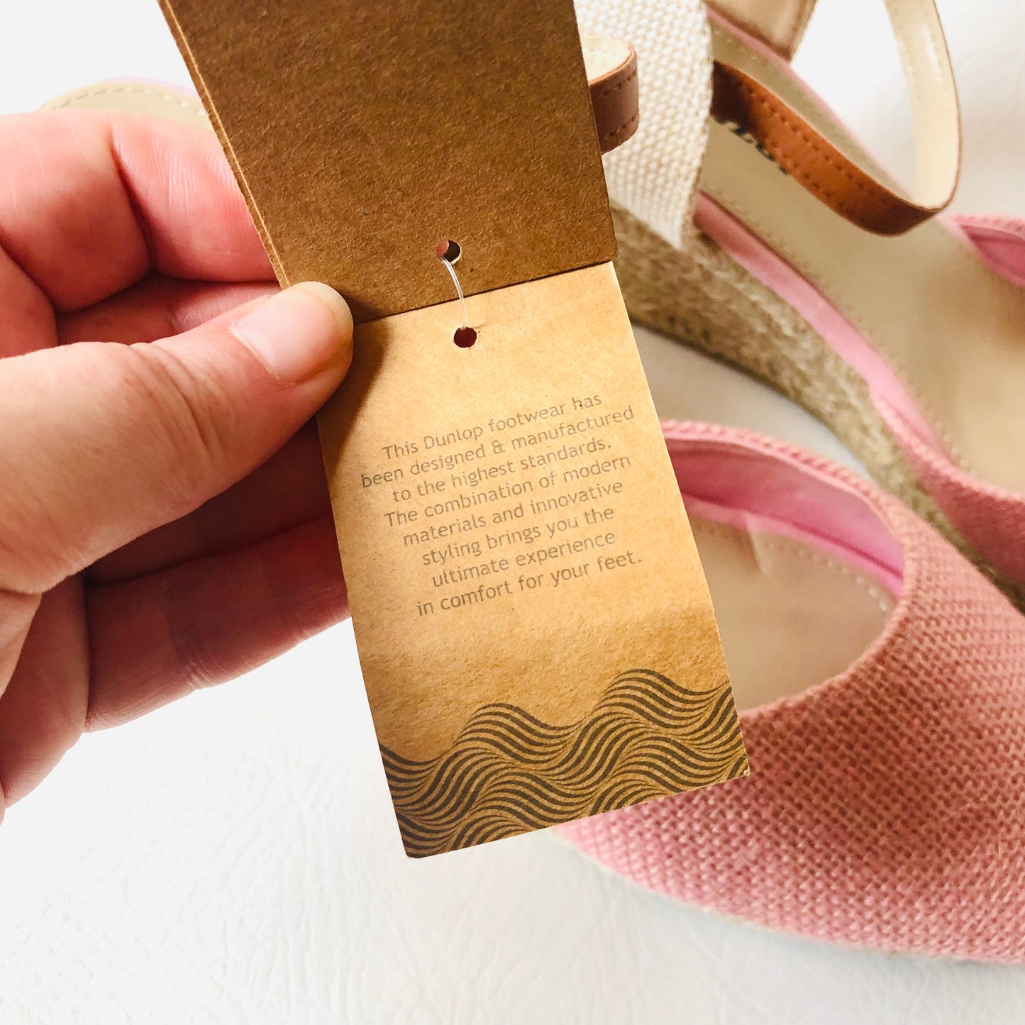 Dunlop Light Pink Indra Wedge Espadrille Memory Foam Sandals Size 7 NEW