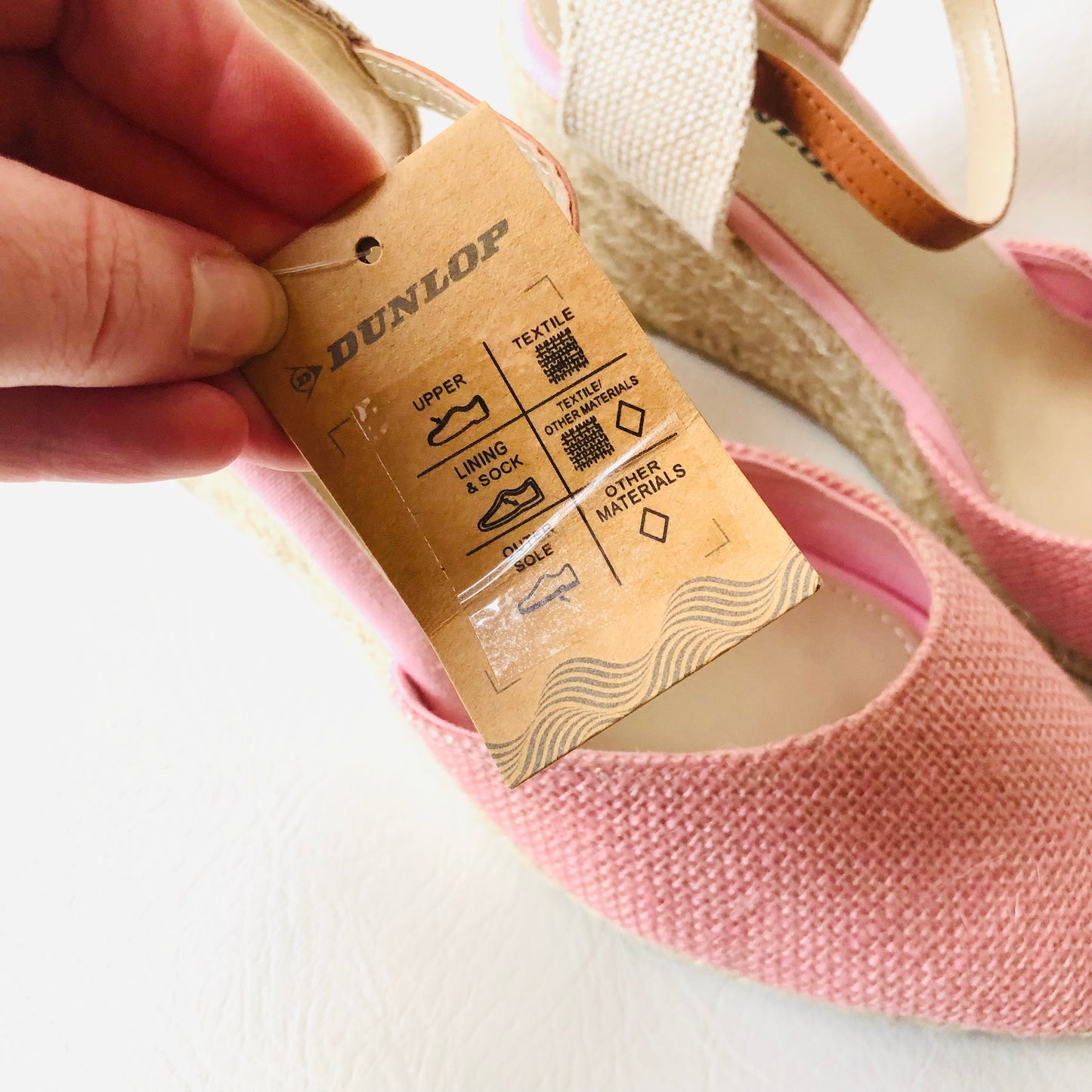 Dunlop Light Pink Indra Wedge Espadrille Memory Foam Sandals Size 7 NEW
