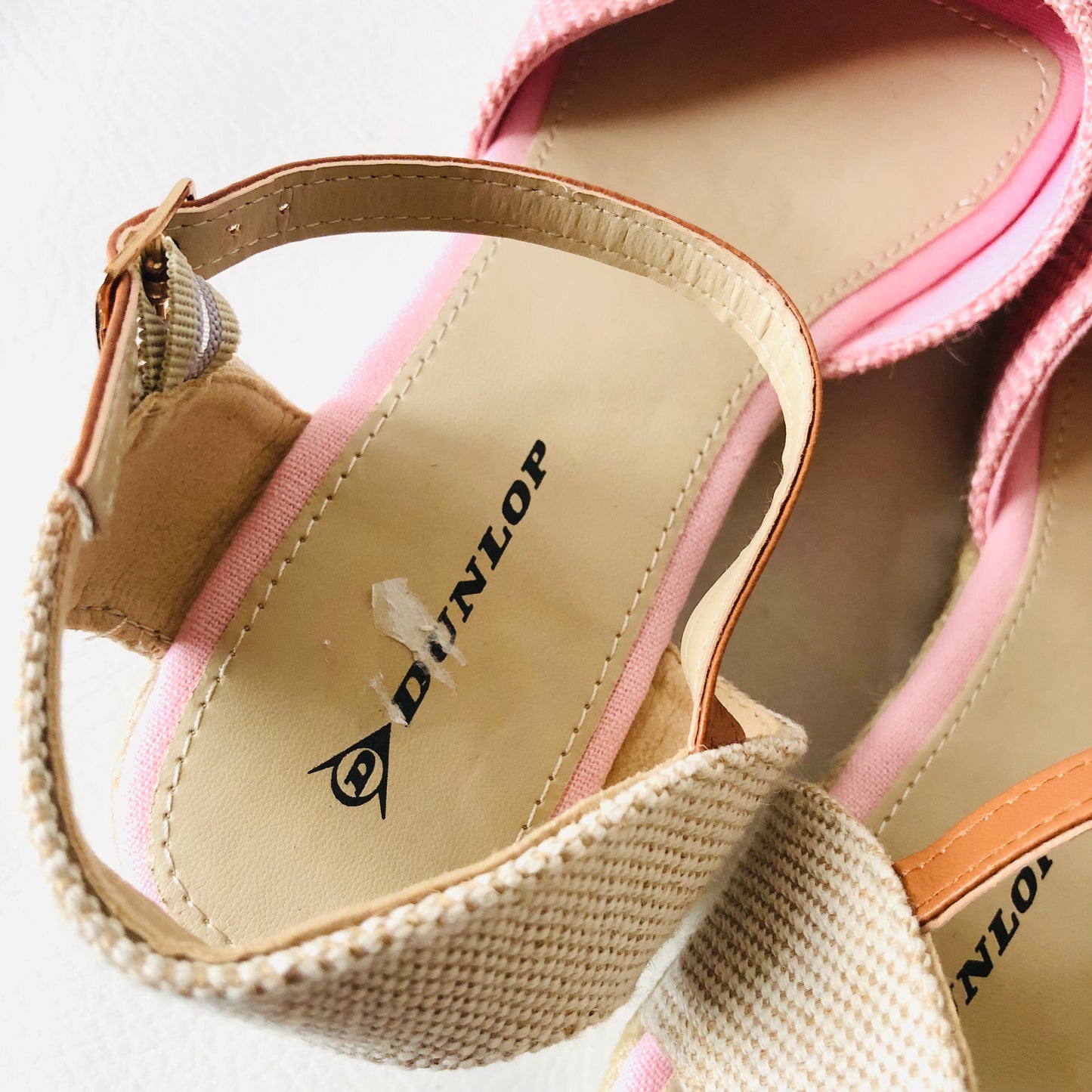 Dunlop Light Pink Indra Wedge Espadrille Memory Foam Sandals Size 7 NEW