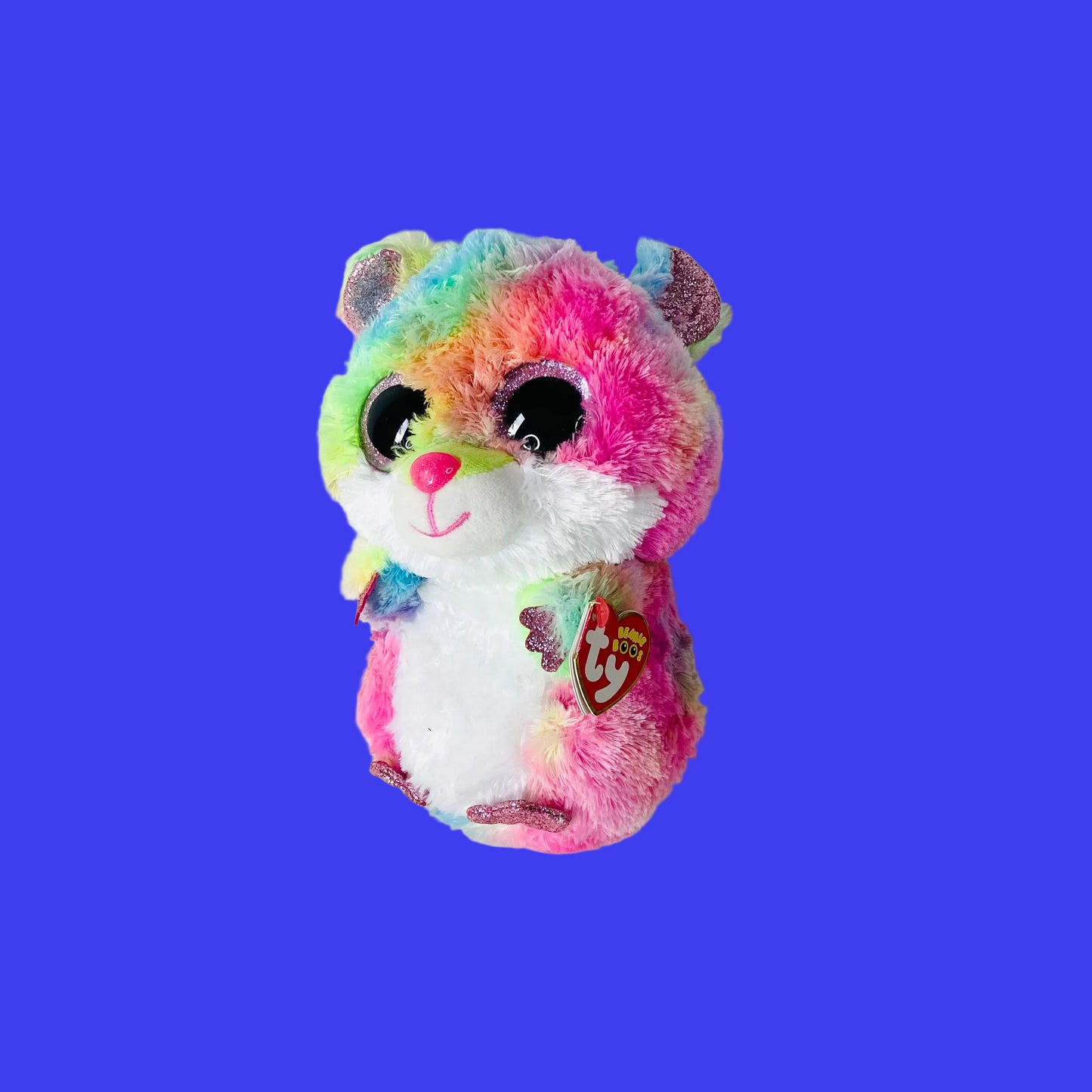 Ty Beanie Boos Hamster Rodney Pink Multi Medium Soft Toy Plush 8 inch / 20 cm